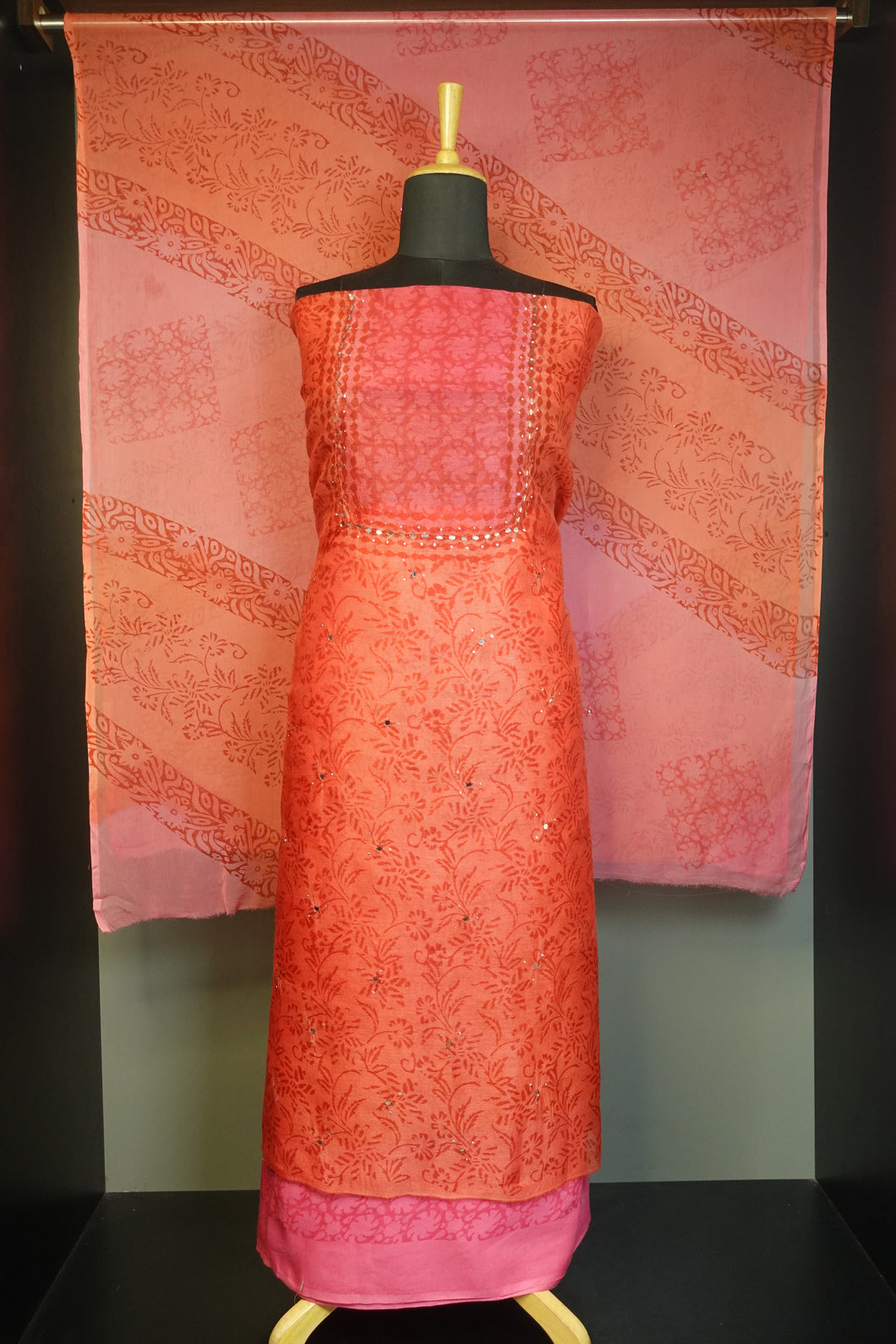 Block Printed Supernet Kota Salwar Set | PFS251