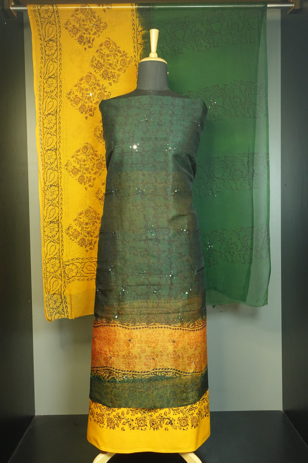 Dark Green Color Supernet Kota Salwar Set | PFS261