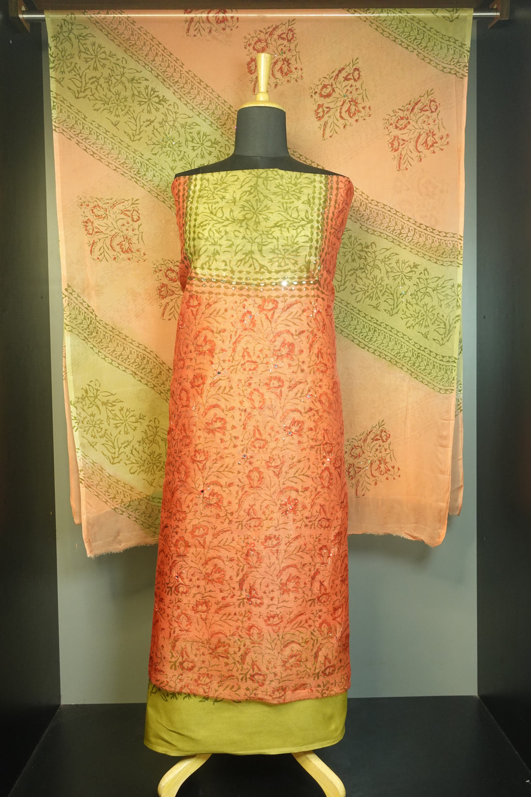 Block Printed Supernet Kota Salwar Set | PFS252