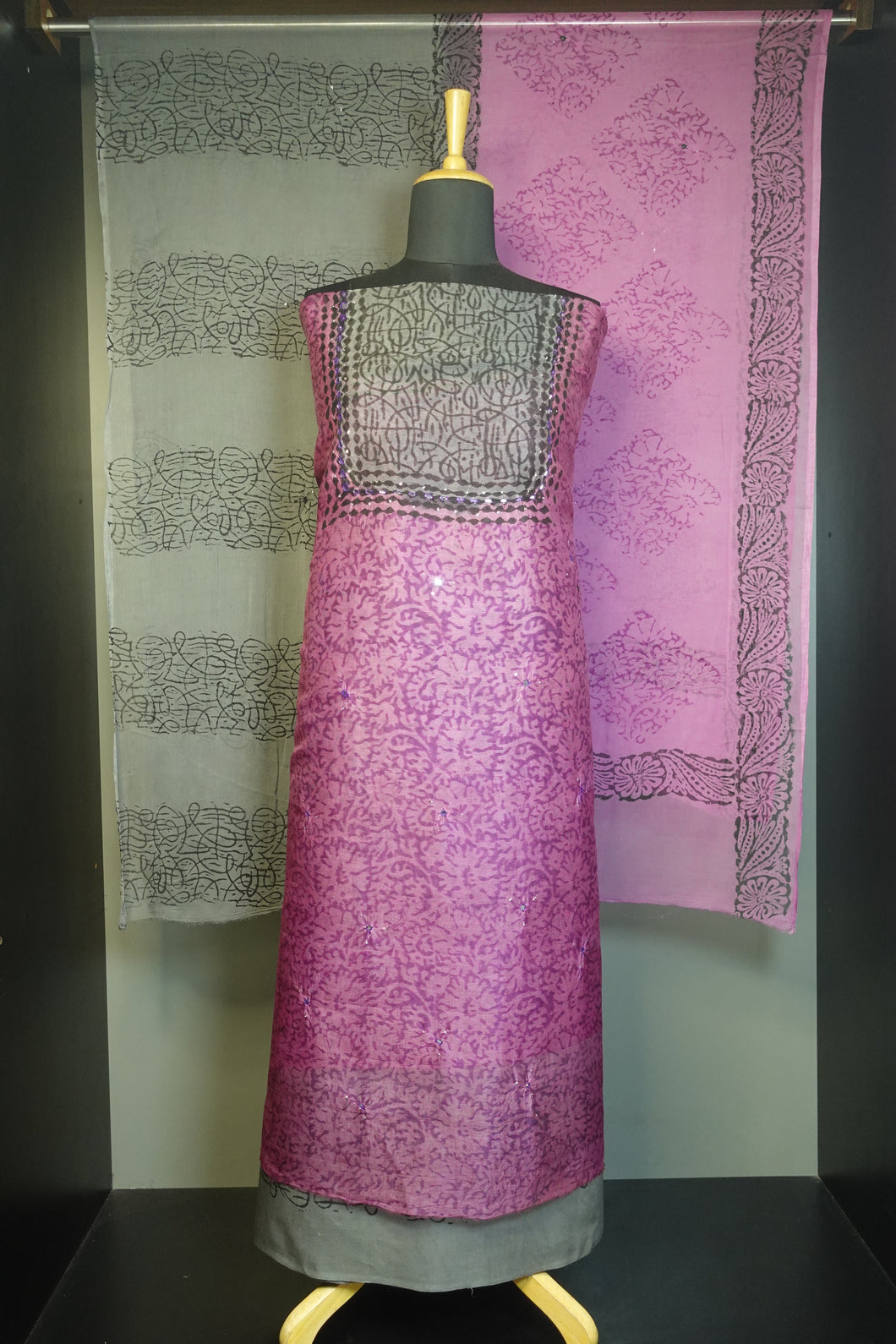 Block Printed Supernet Kota Salwar Set | PFS243