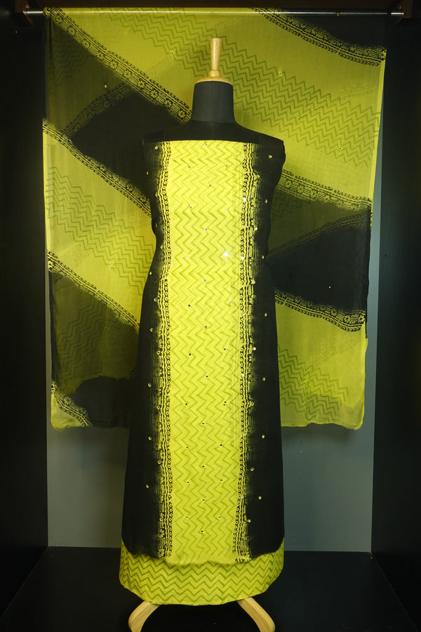 Black & Yellow Chiffon Salwar Set | PFS211