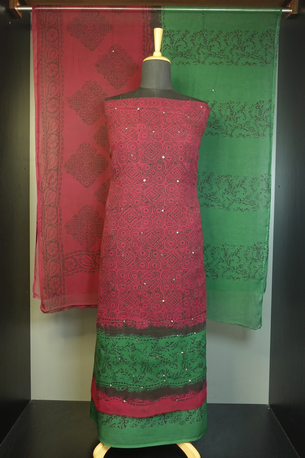 Block Printed Georgette Salwar Set | PFS227