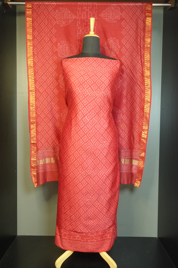 Hand Block Printed Maheshwari Silk Salwar Set | JKL152