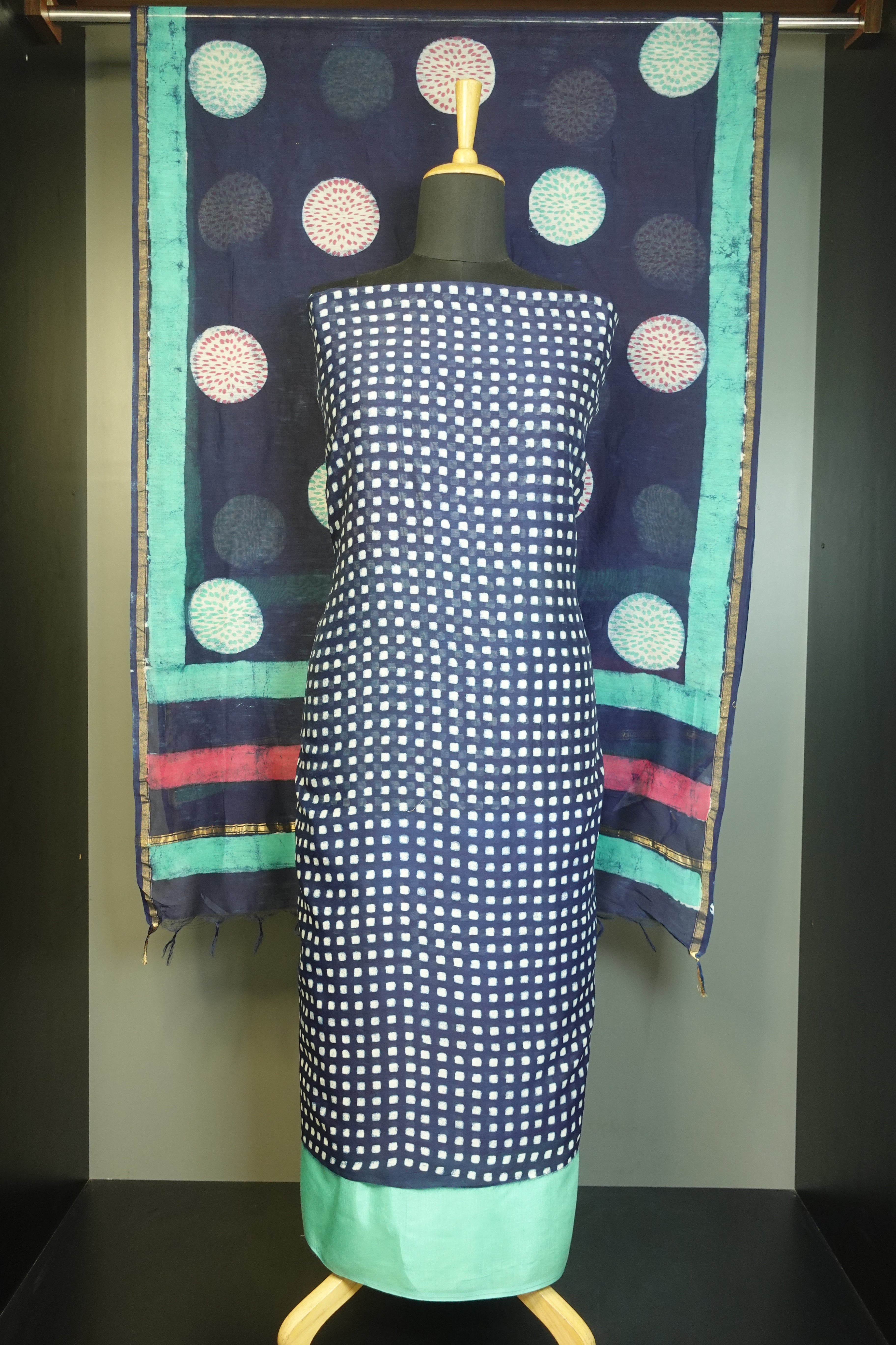 Navy Blue Color Silk Chanderi Salwar Set | JKL167
