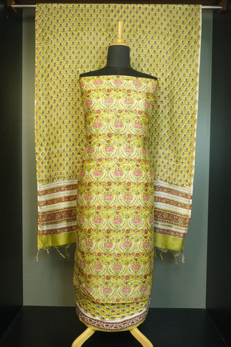 Floral Printed Silk Chanderi Salwar Set | JKL164