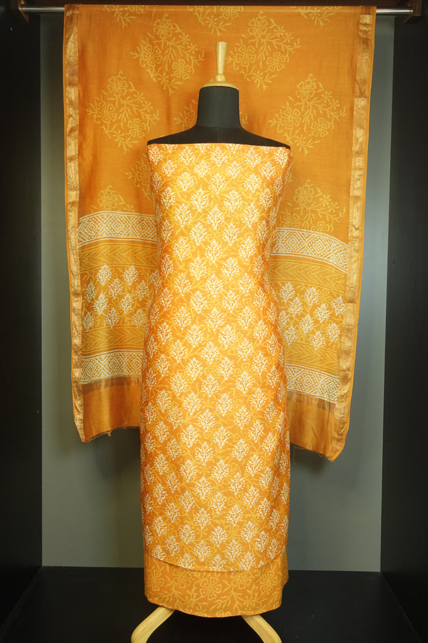 Hand Block Printed Maheshwari Silk Salwar Set | JKL154