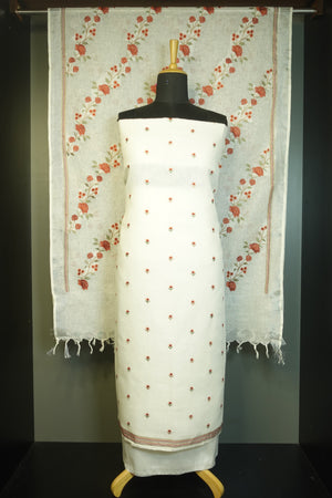 Floral Embroidery  Linen Salwar Set | JCL848