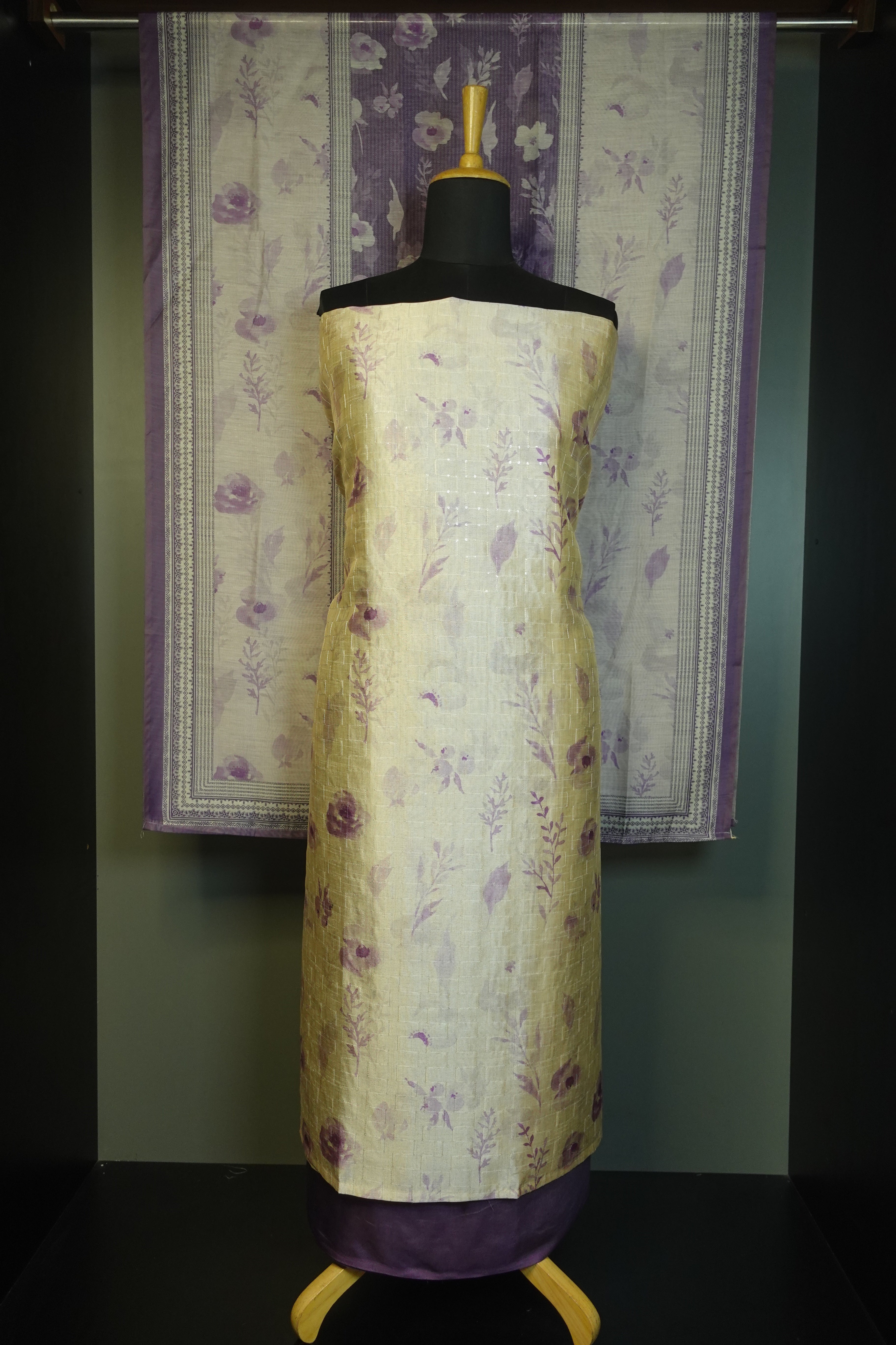 Floral Printed Semi Tussar Salwar Set | SW1662