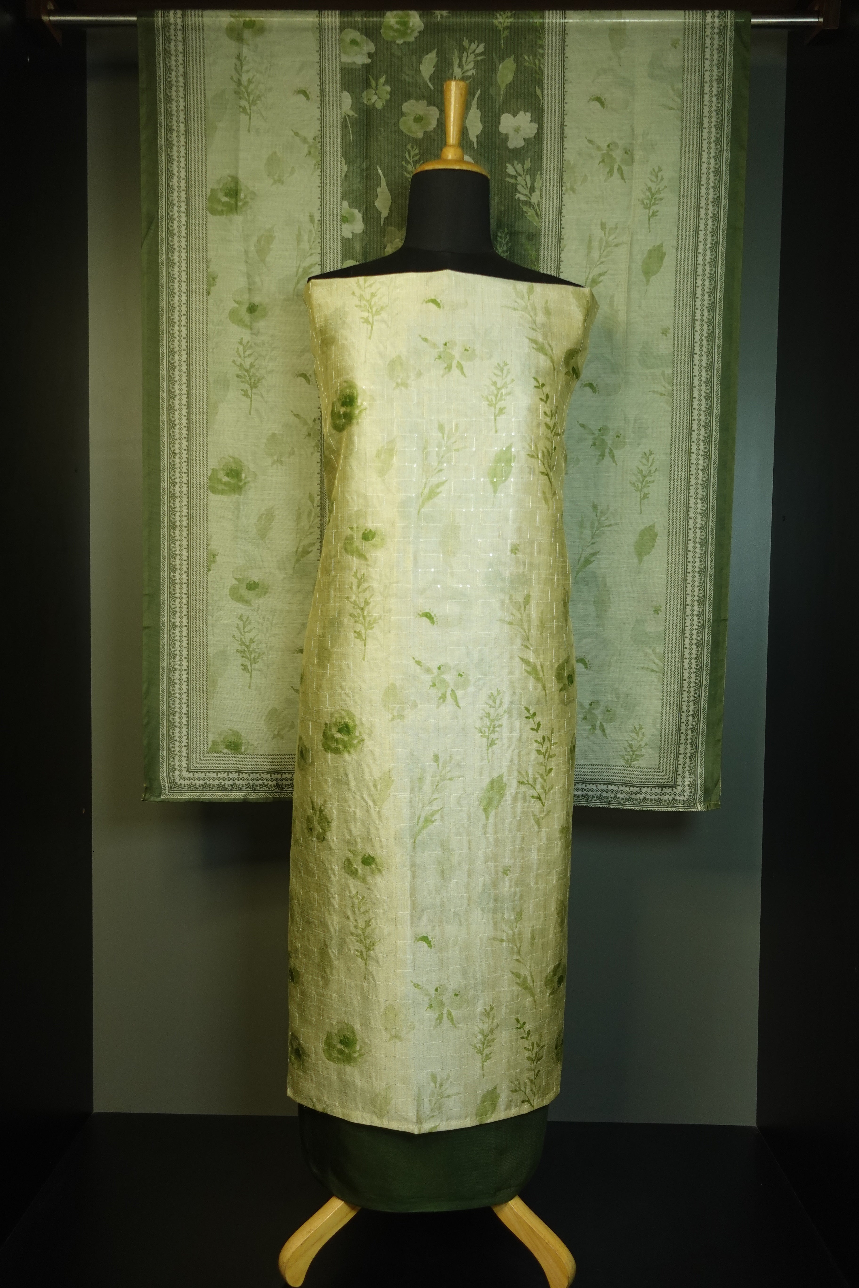 Floral Printed Semi Tussar Salwar Set | SW1662