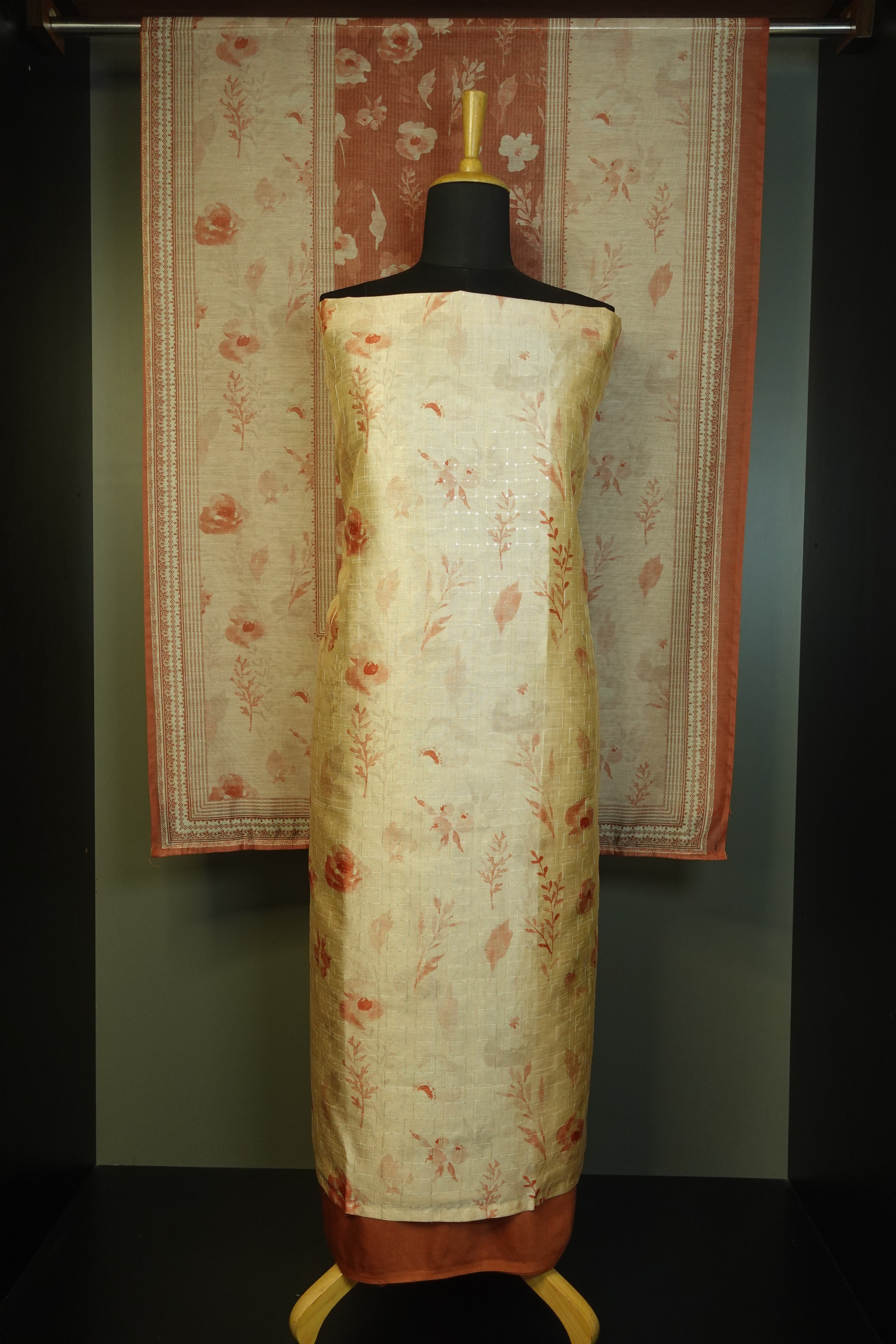 Floral Printed Semi Tussar Salwar Set | SW1662