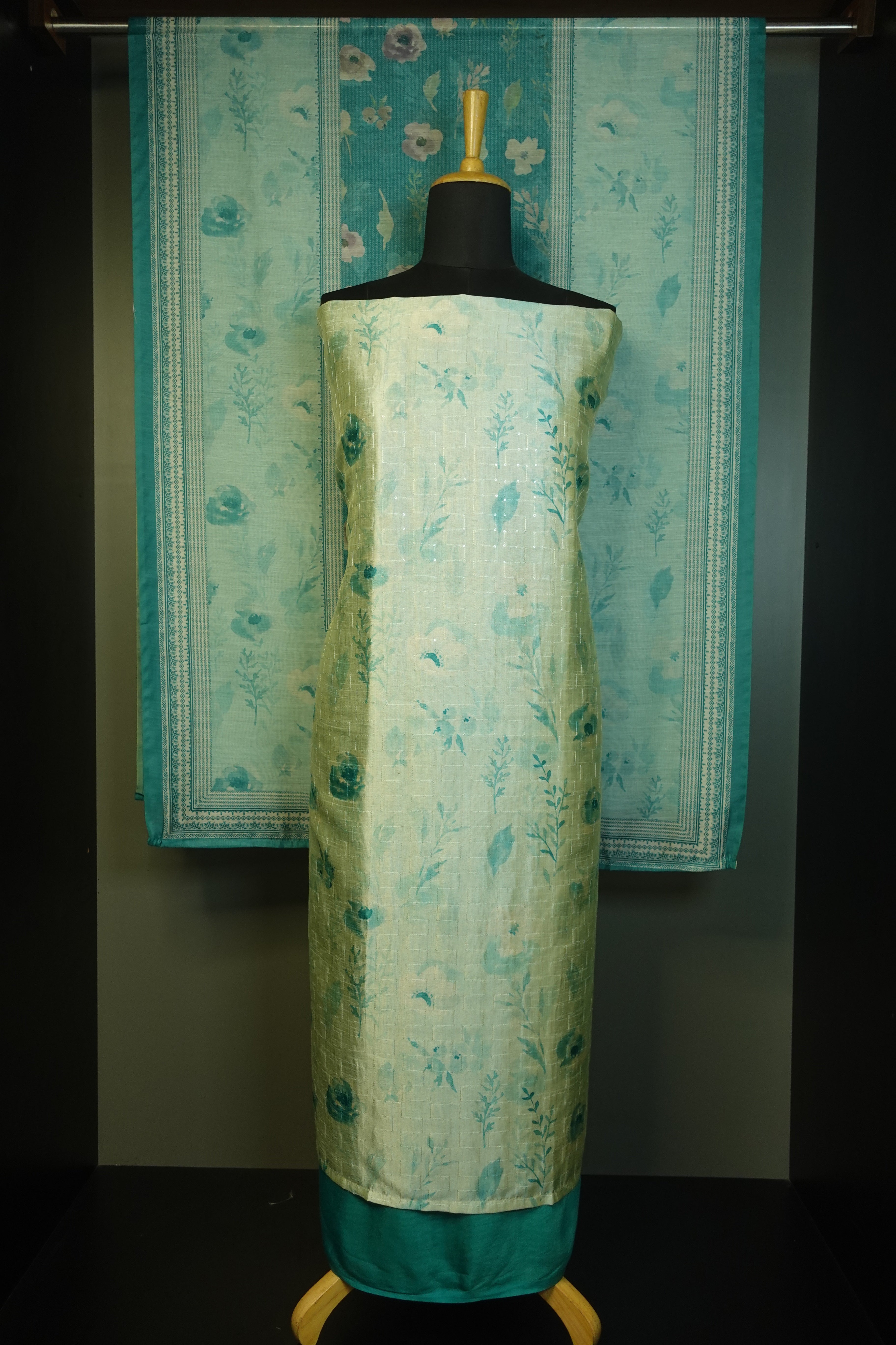 Floral Printed Semi Tussar Salwar Set | SW1662