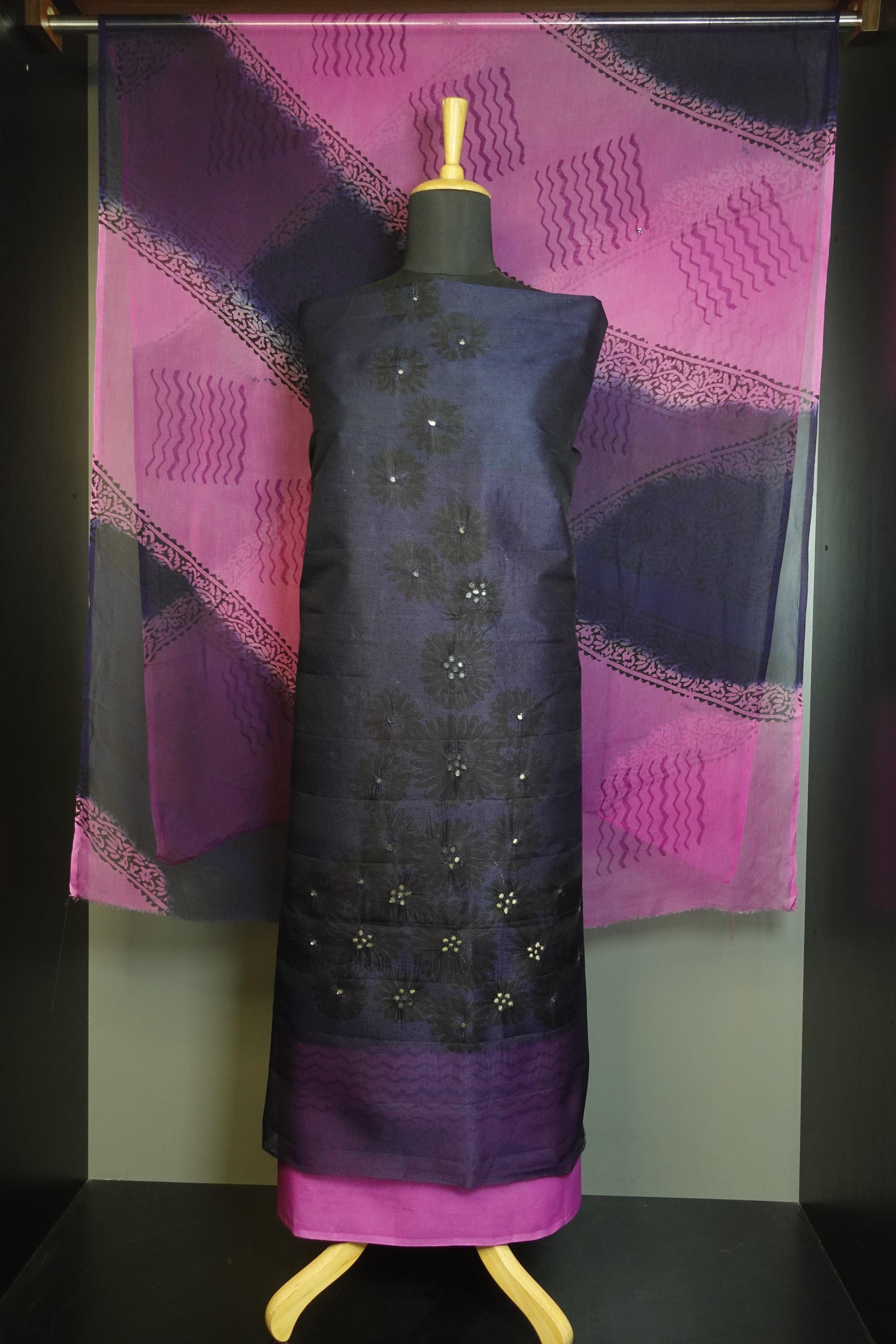 Block Printed Supernet Kota Salwar Set | PFS271