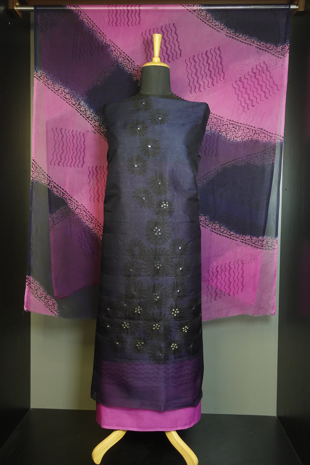 Block Printed Supernet Kota Salwar Set | PFS271