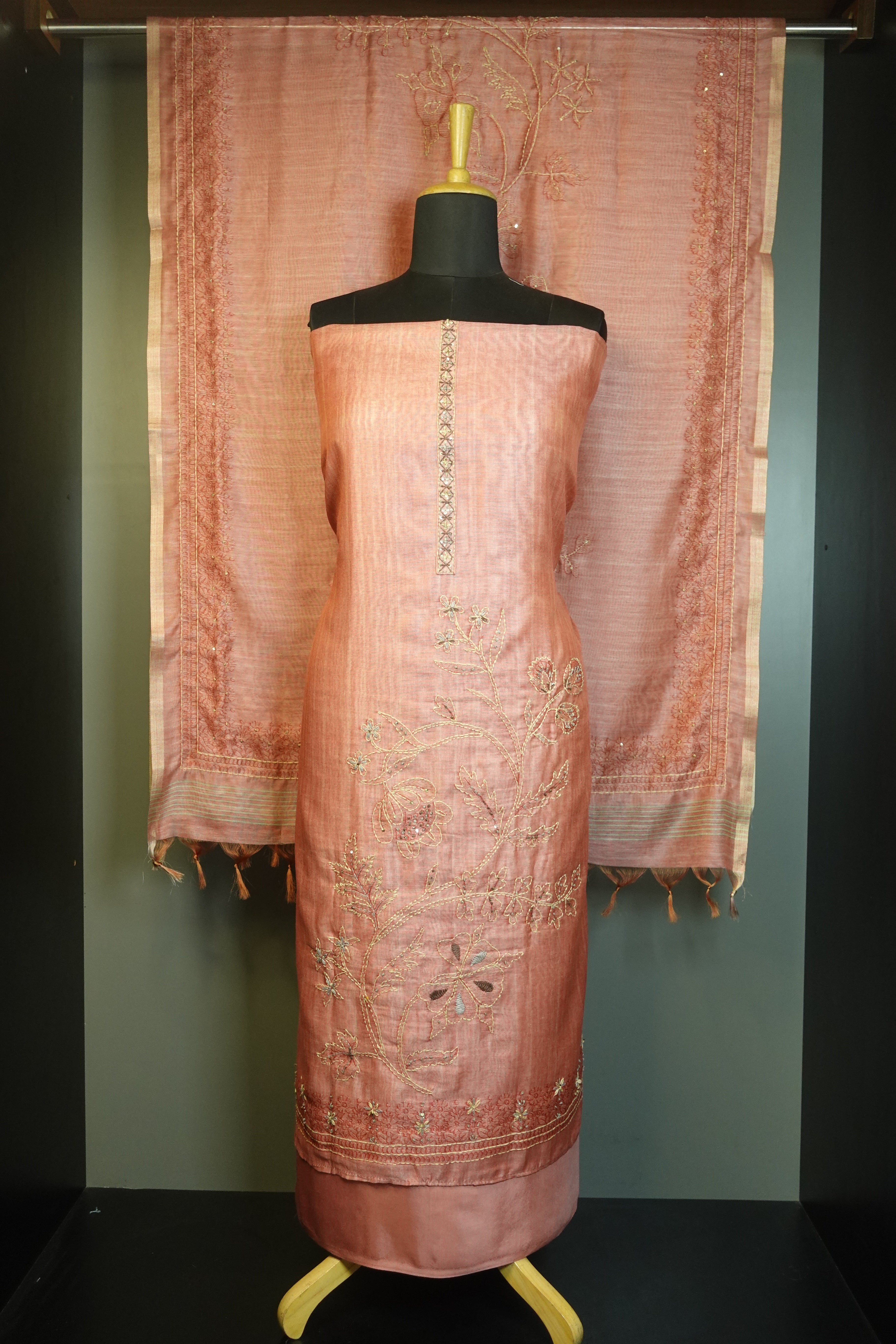 Embroidered Semi Tussar Salwar set | VAN109