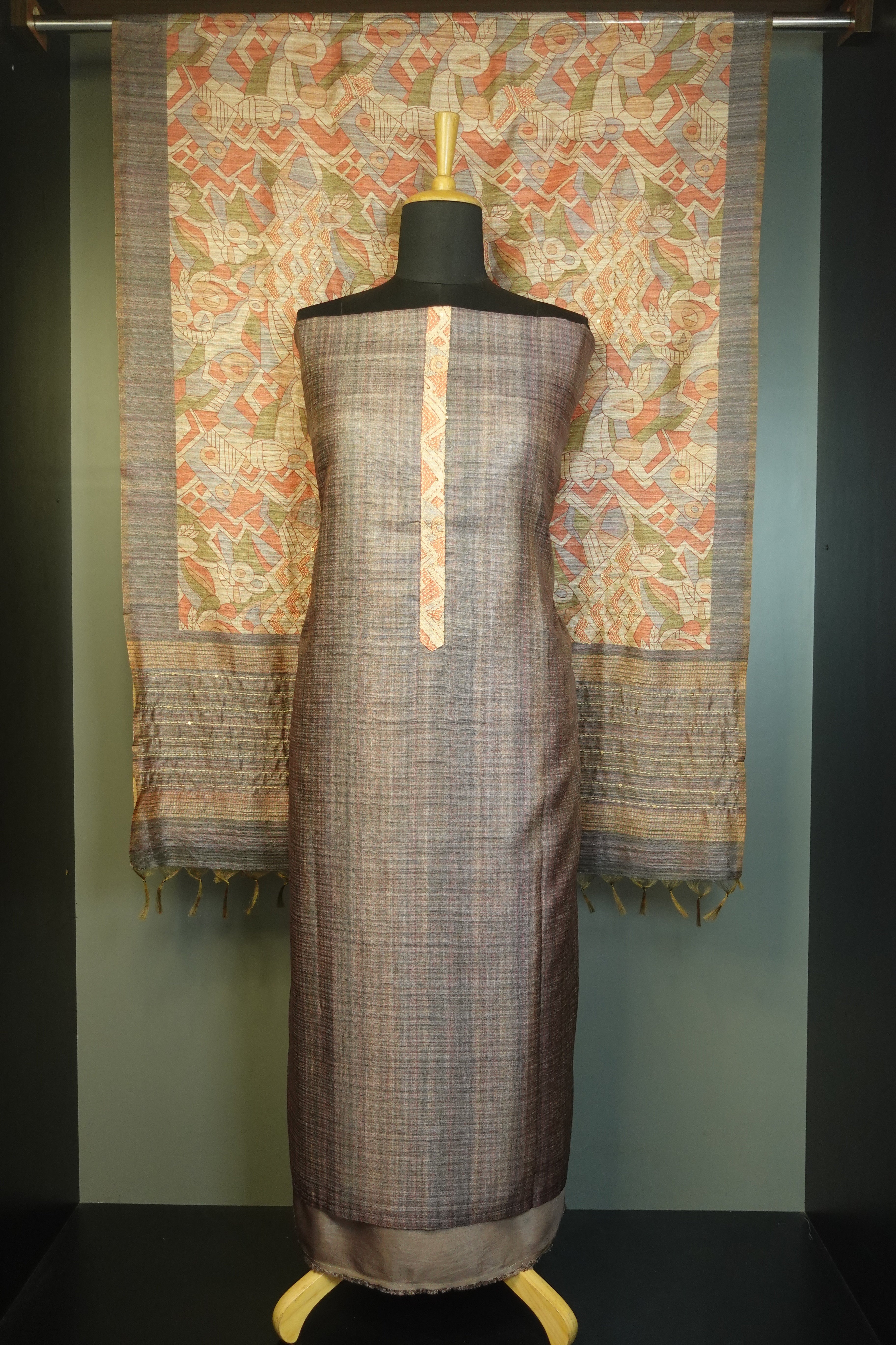 Sublimation Printed Geecha Tussar Finish Salwar Set | KSD117