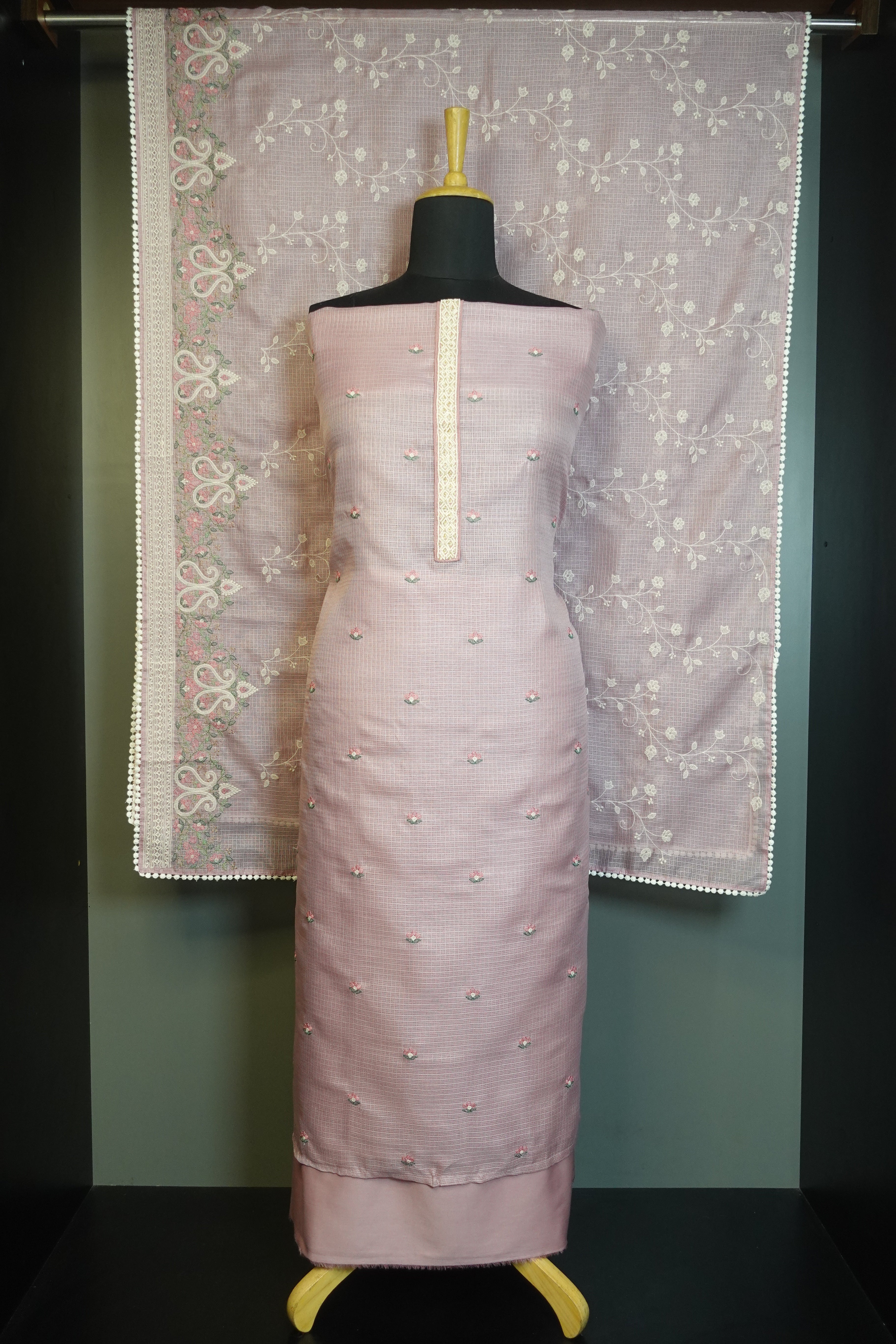 Floral Embroidery Design Silky Kota Salwar Set | KSD114