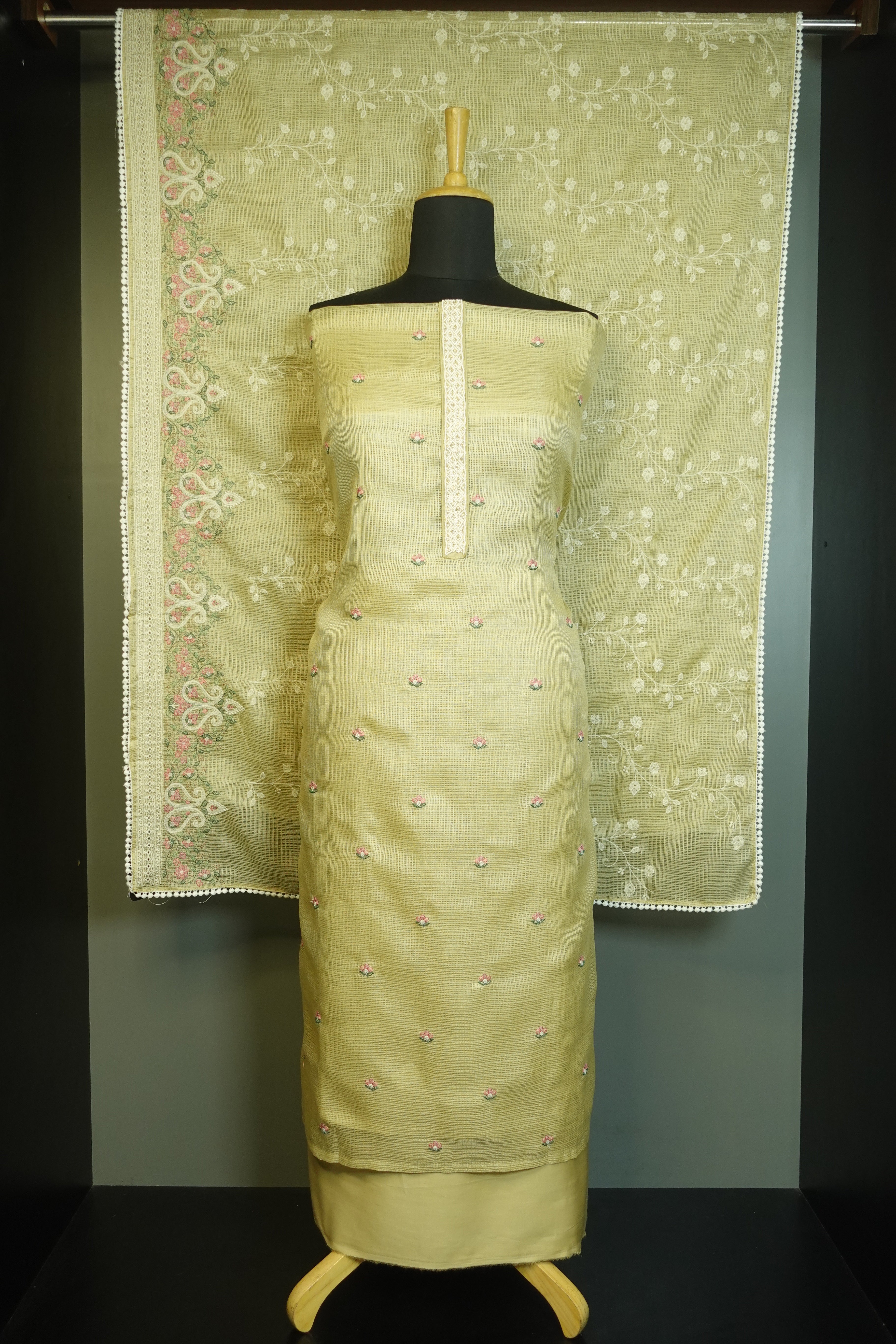 Floral Embroidery Design Silky Kota Salwar Set | KSD114