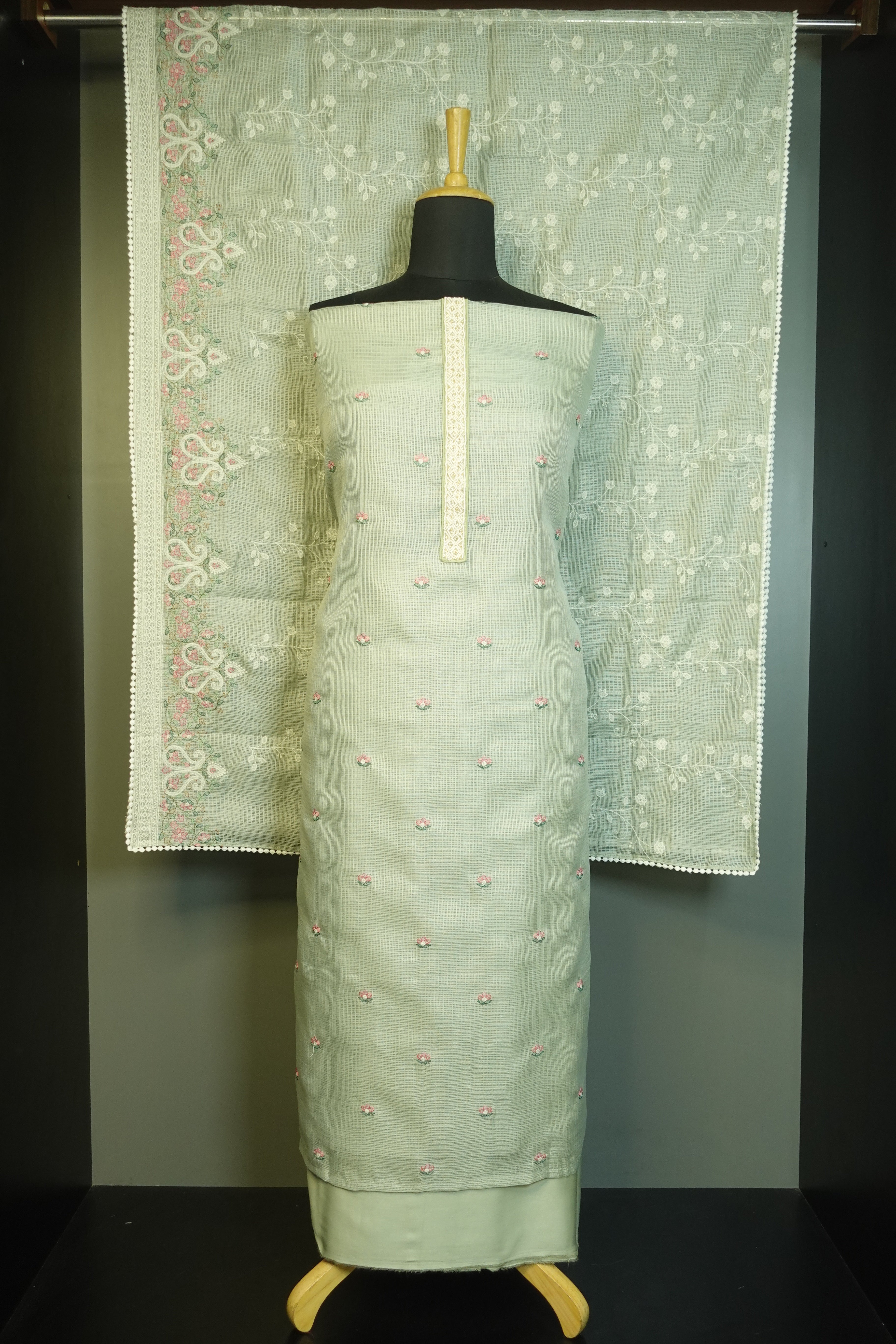 Floral Embroidery Design Silky Kota Salwar Set | KSD114