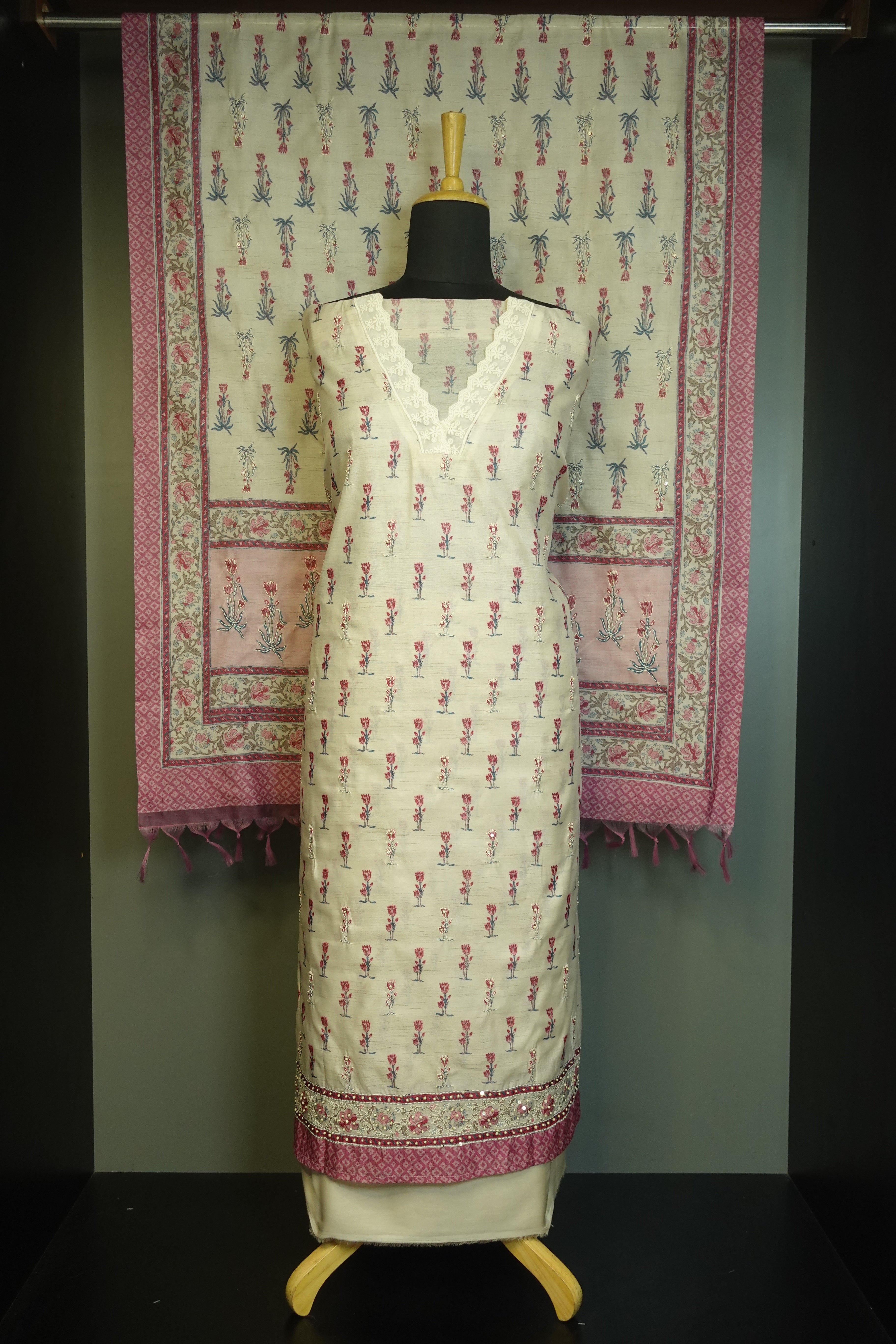 Floral Printed Semi Silk Salwar Set | KSD121