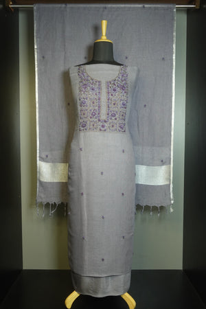 Embroidery Yoke Pattern Linen Finish Salwar Set | AMB223