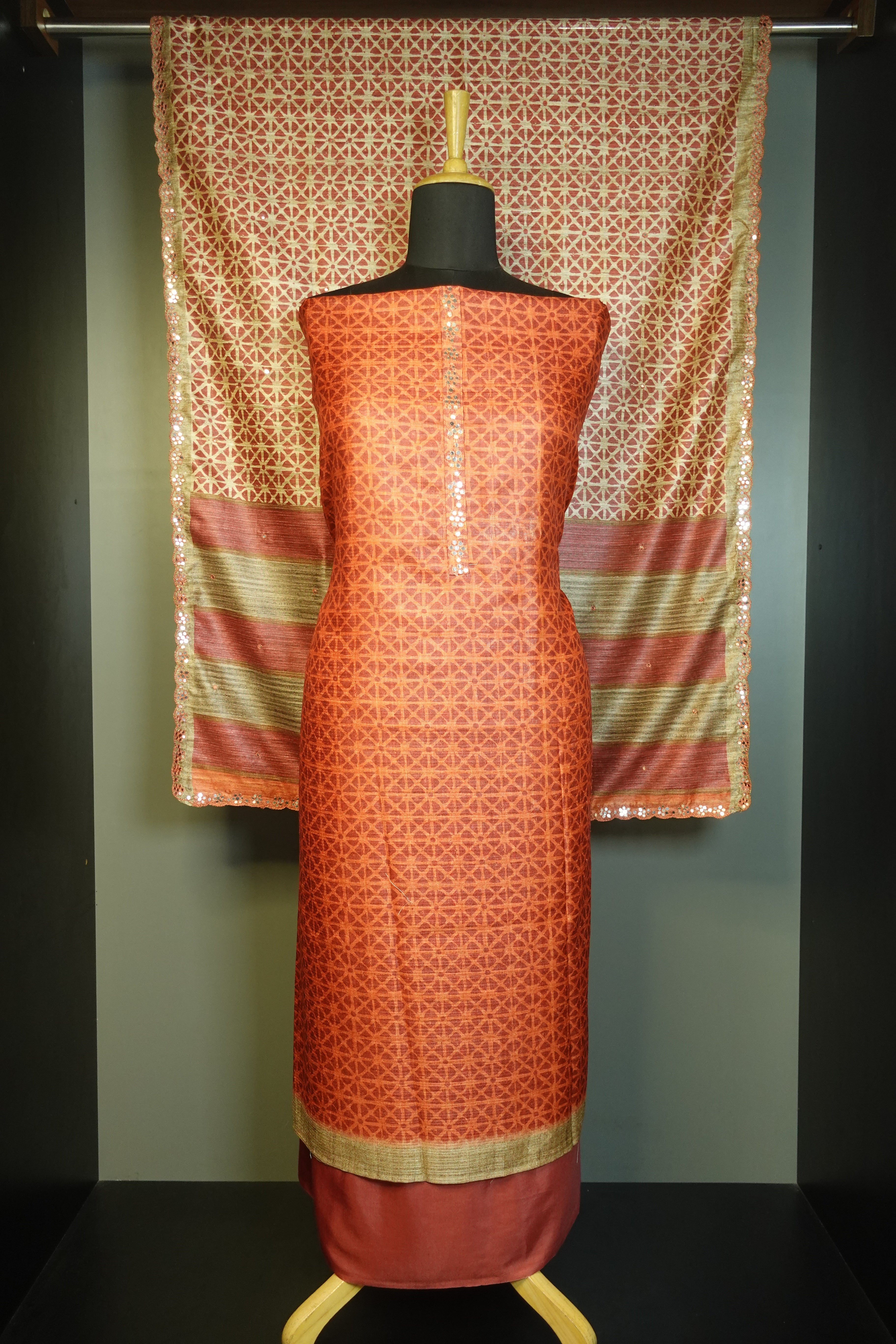 Sublimation Printed Tussar Finish Salwar Set | VAN111