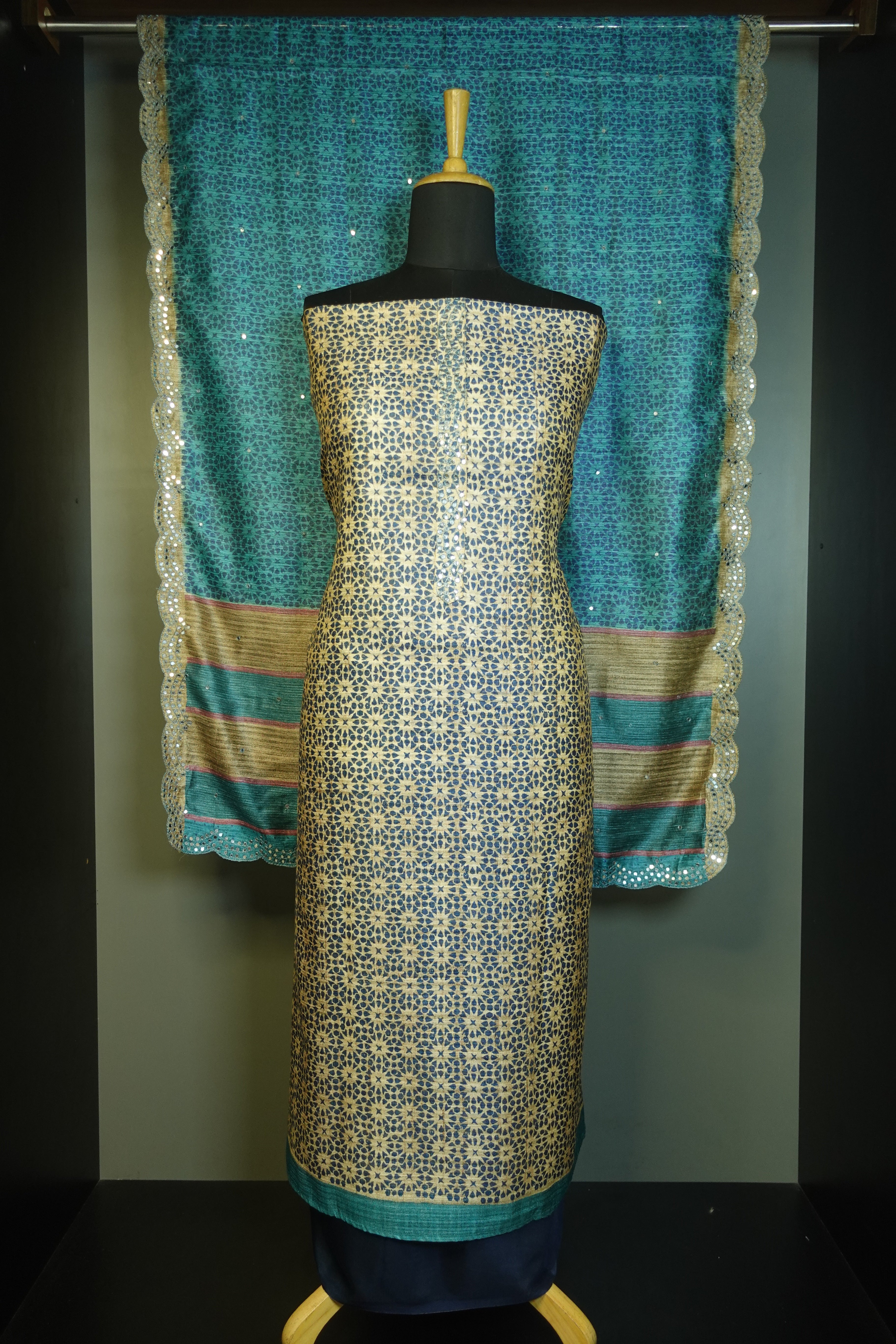 Sublimation Printed Tussar Finish Salwar Set | VAN112