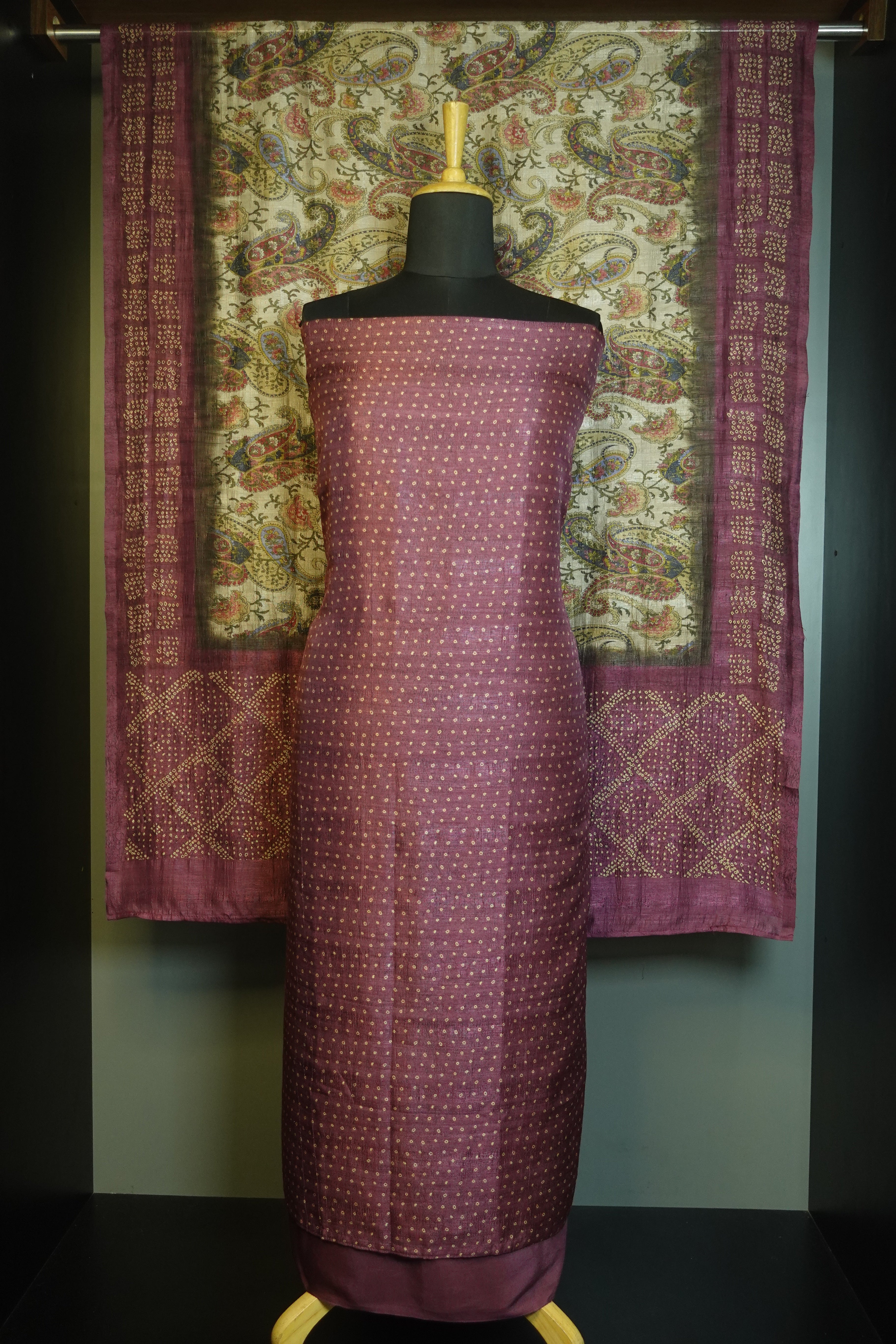 Tie Dye Pattern Geecha Tussar Finish Salwar Set | KTF118