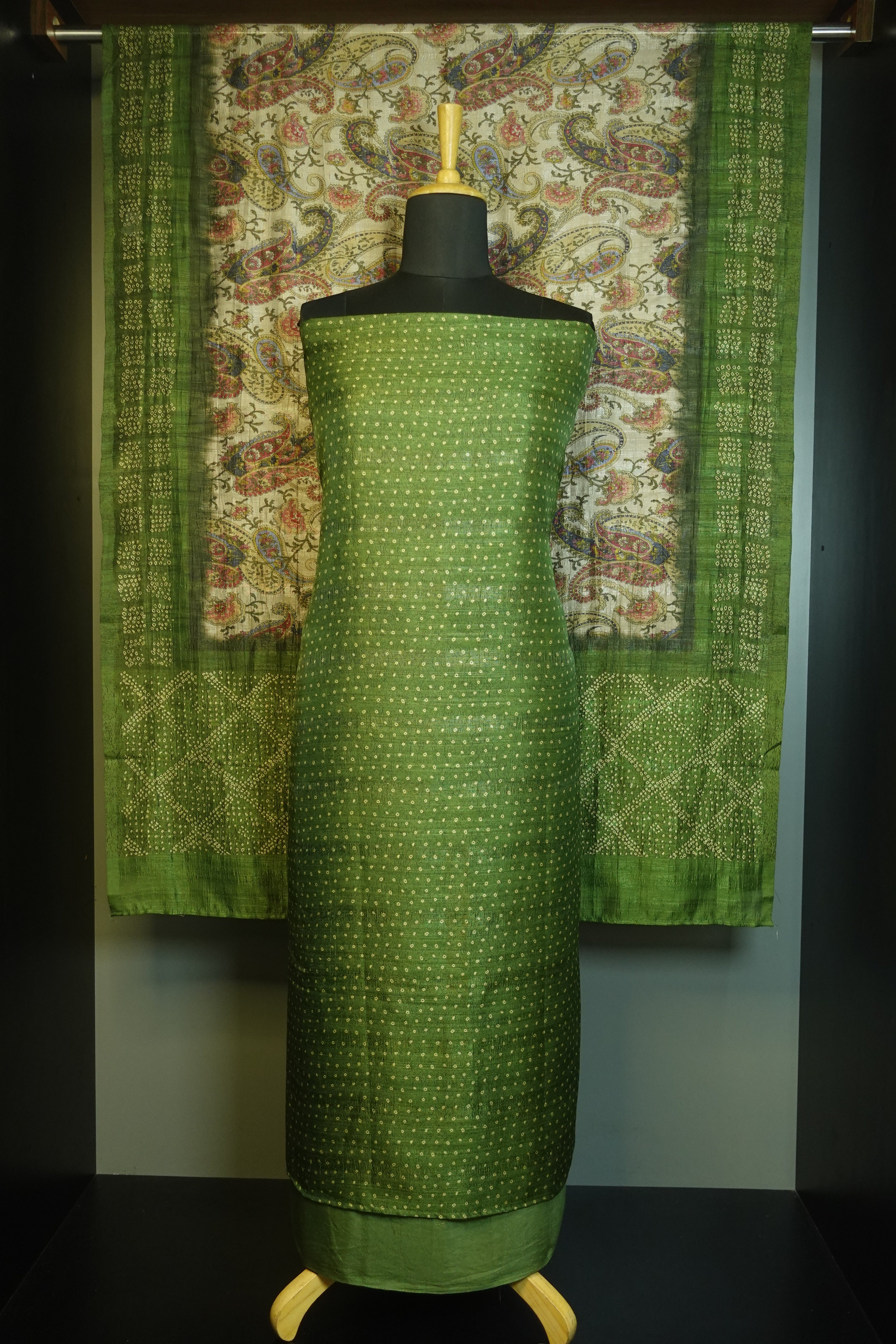 Tie Dye Pattern Geecha Tussar Finish Salwar Set | KTF118