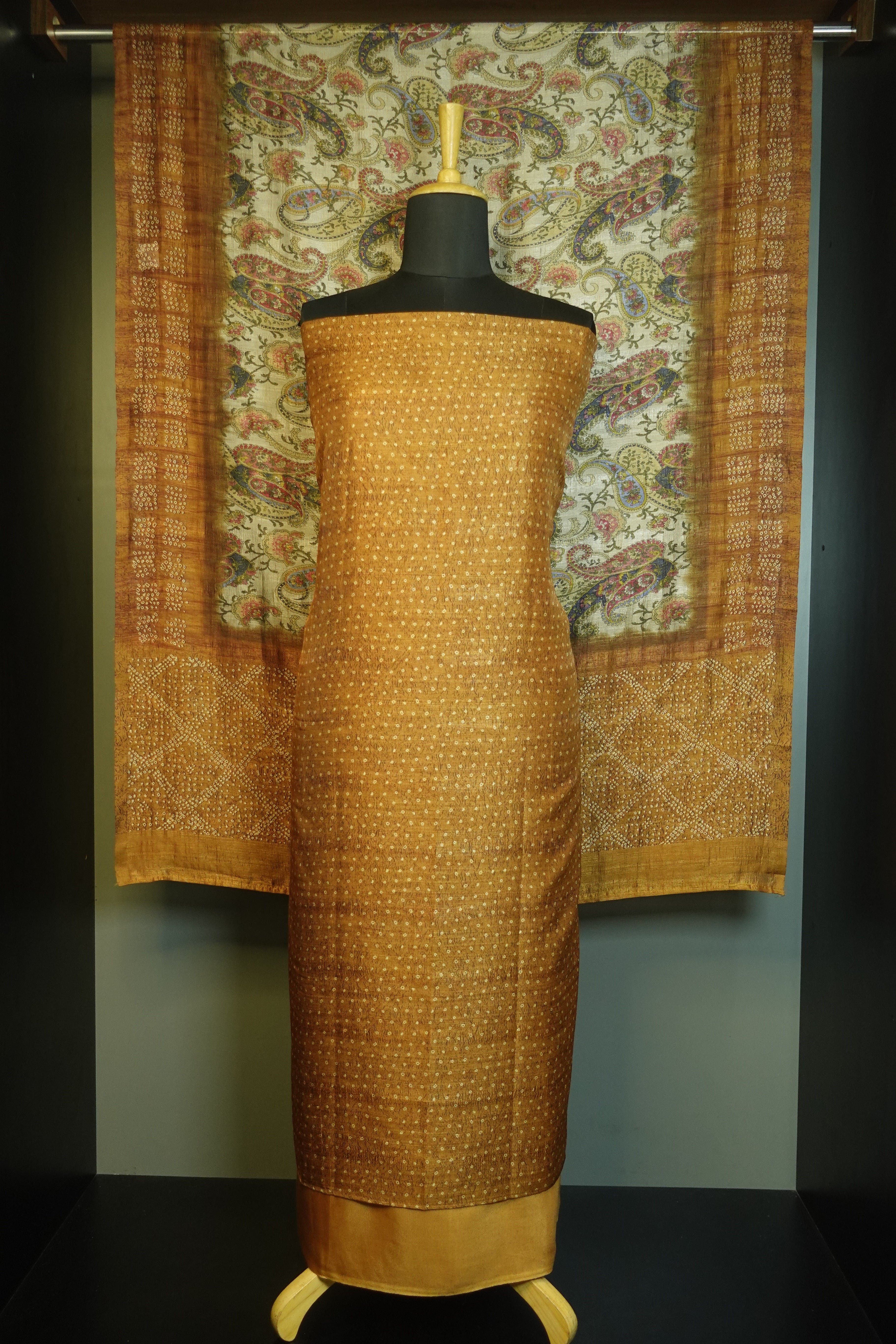 Tie Dye Pattern Geecha Tussar Finish Salwar Set | KTF118