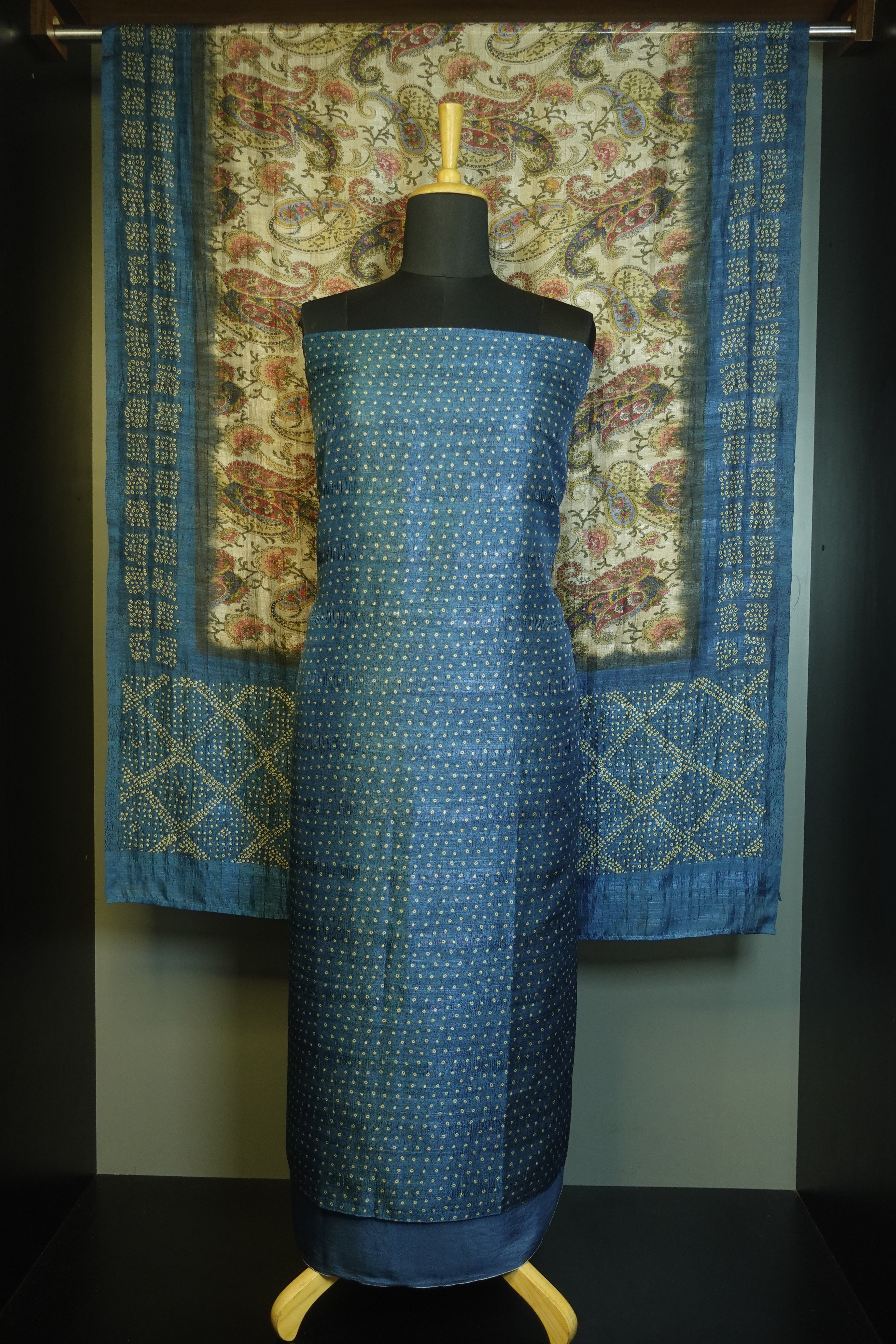 Tie Dye Pattern Geecha Tussar Finish Salwar Set | KTF118