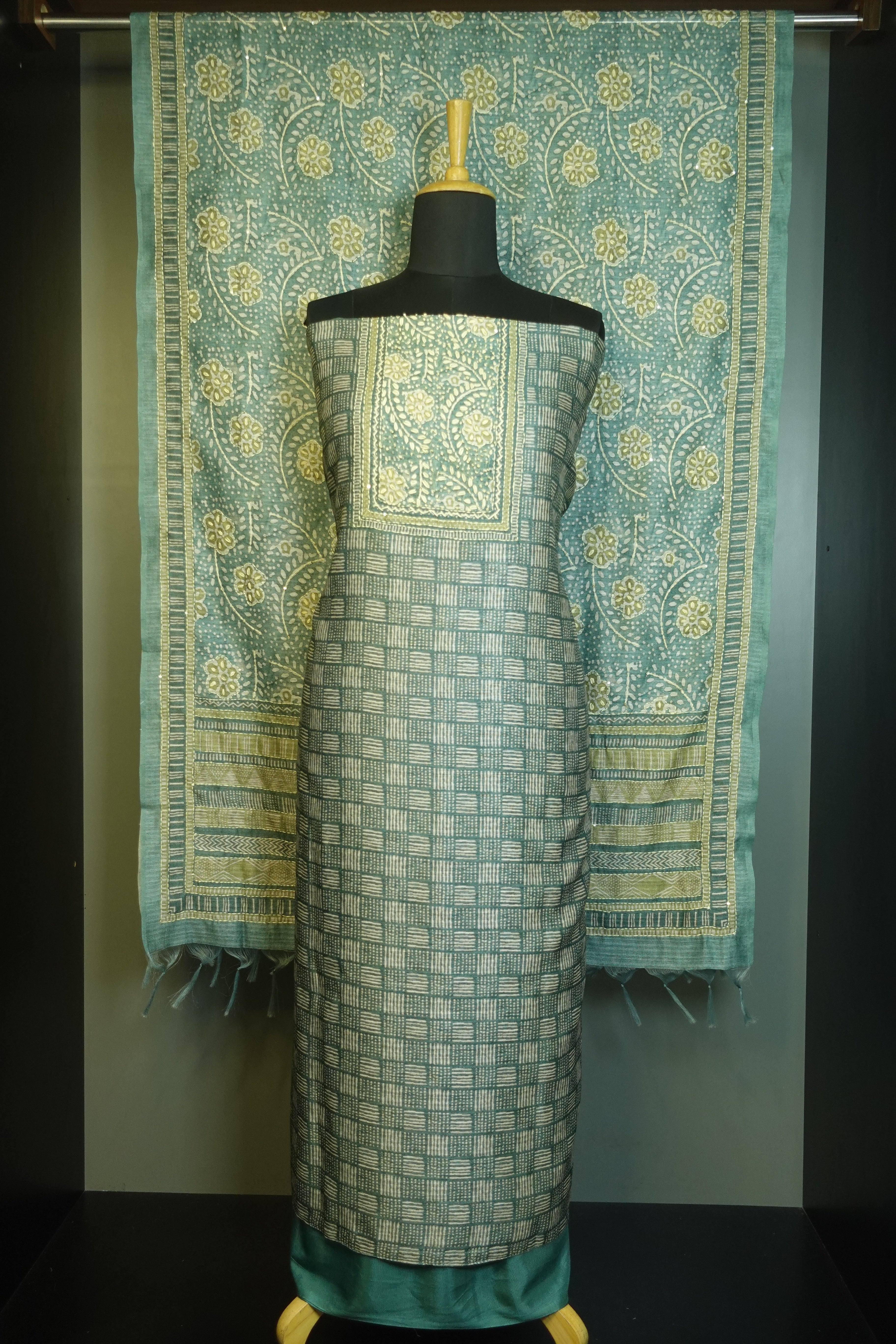 Printed Geecha Tussar Finish Salwar set | KTF105