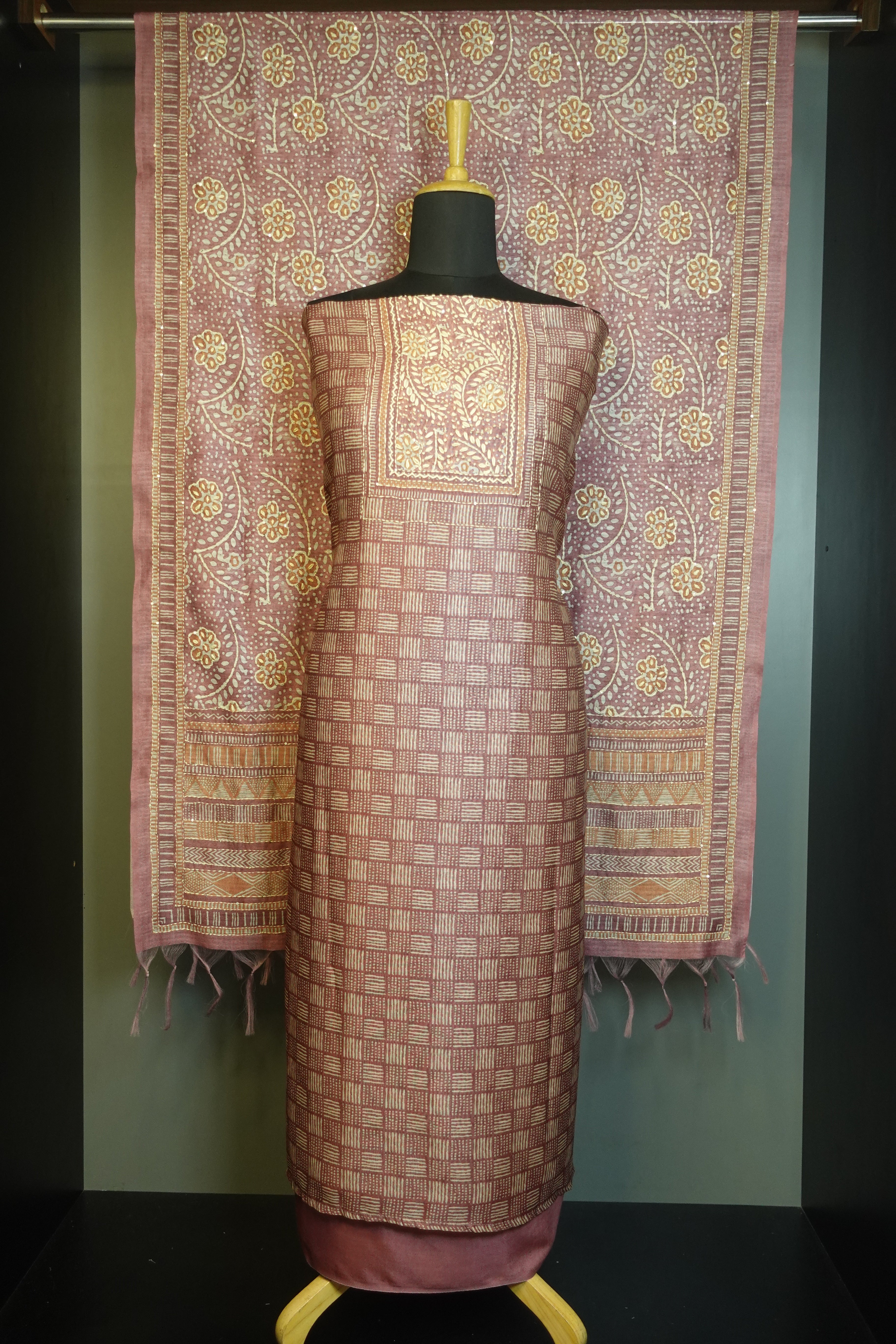 Printed Geecha Tussar Finish Salwar set | KTF105