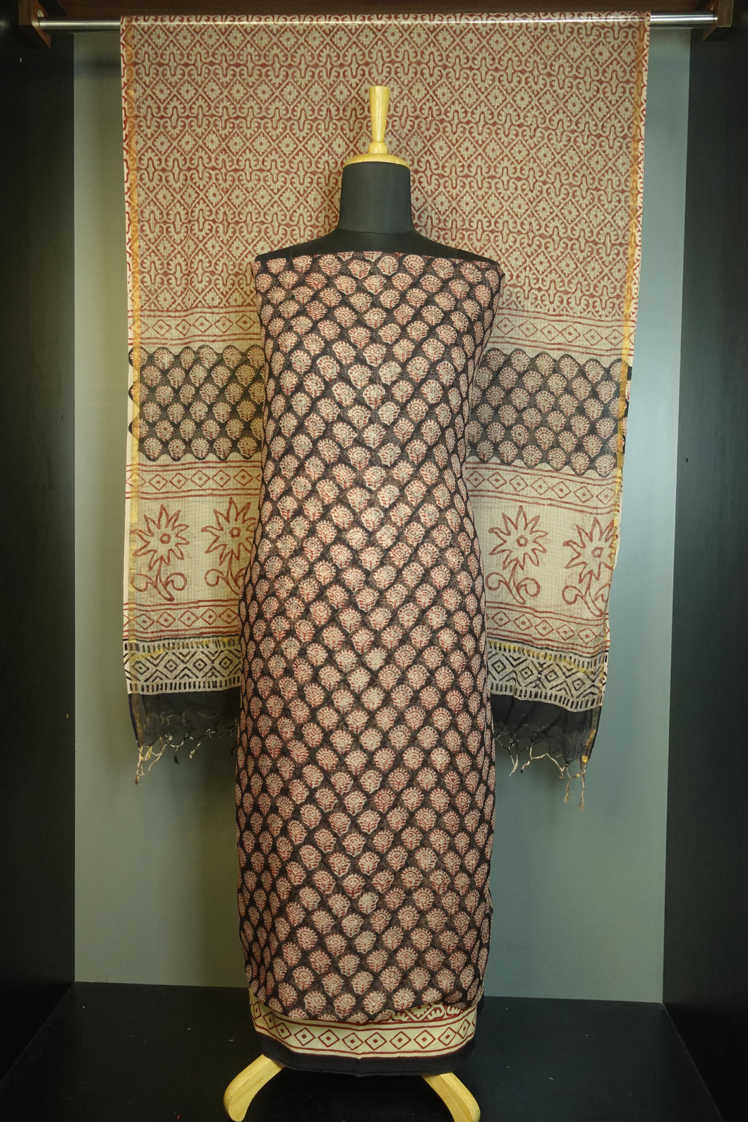 Hand Block Printed Kota Doria Salwar Set | JKL240