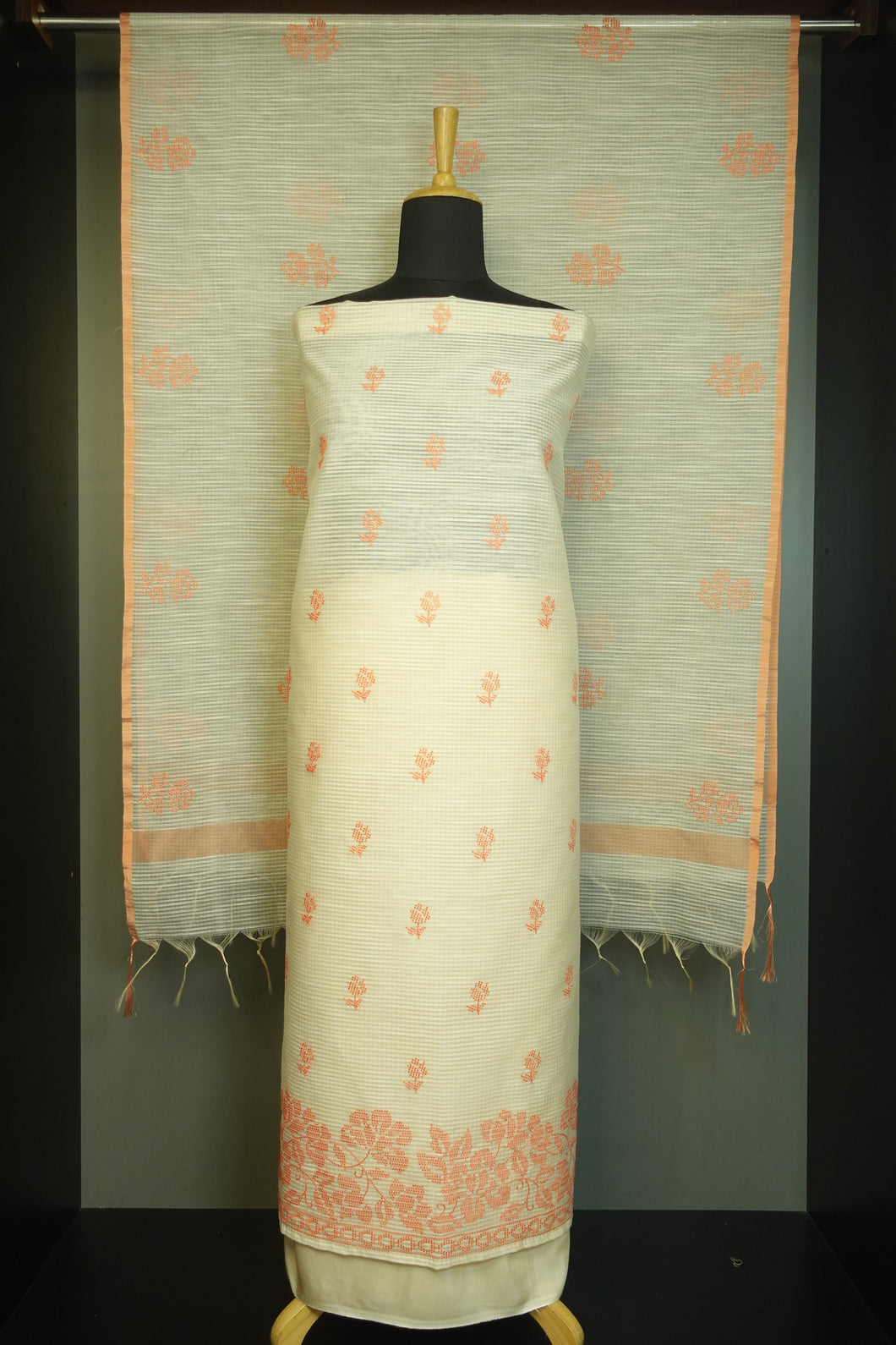 Manipuri Check Point Embroidery Salwar Set | BLD308