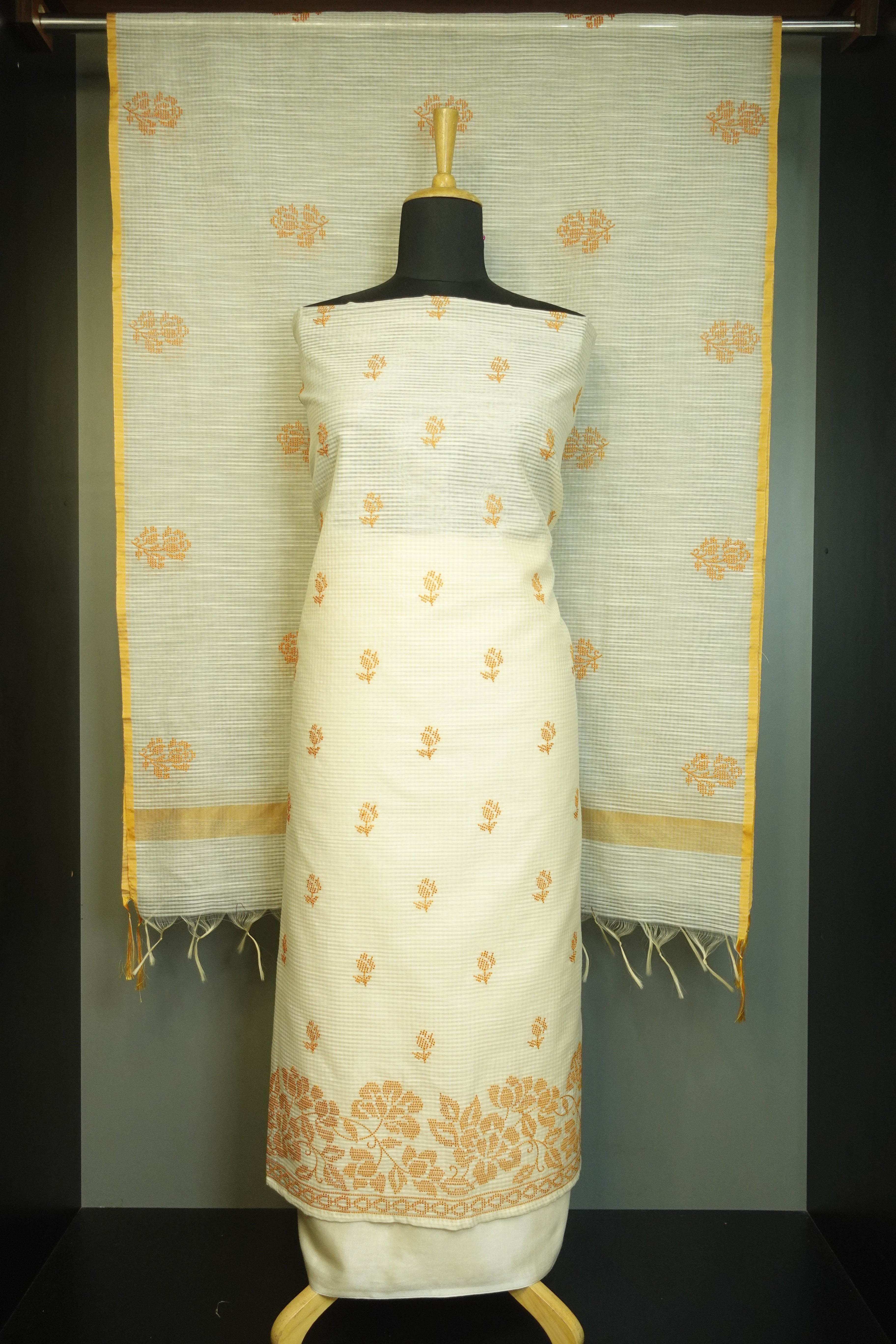 Manipuri Check Point Embroidery Salwar Set | BLD308