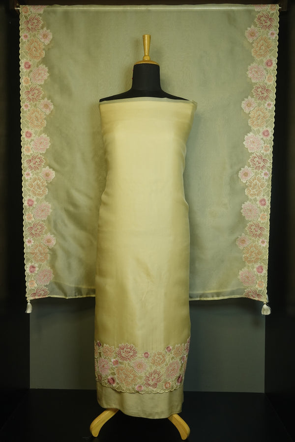 Floral Emboridery Tussar Organza Salwar Set | LV115
