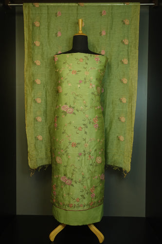 Floral Emboridery Pattern  Silk Linen Salwar Set | LV142