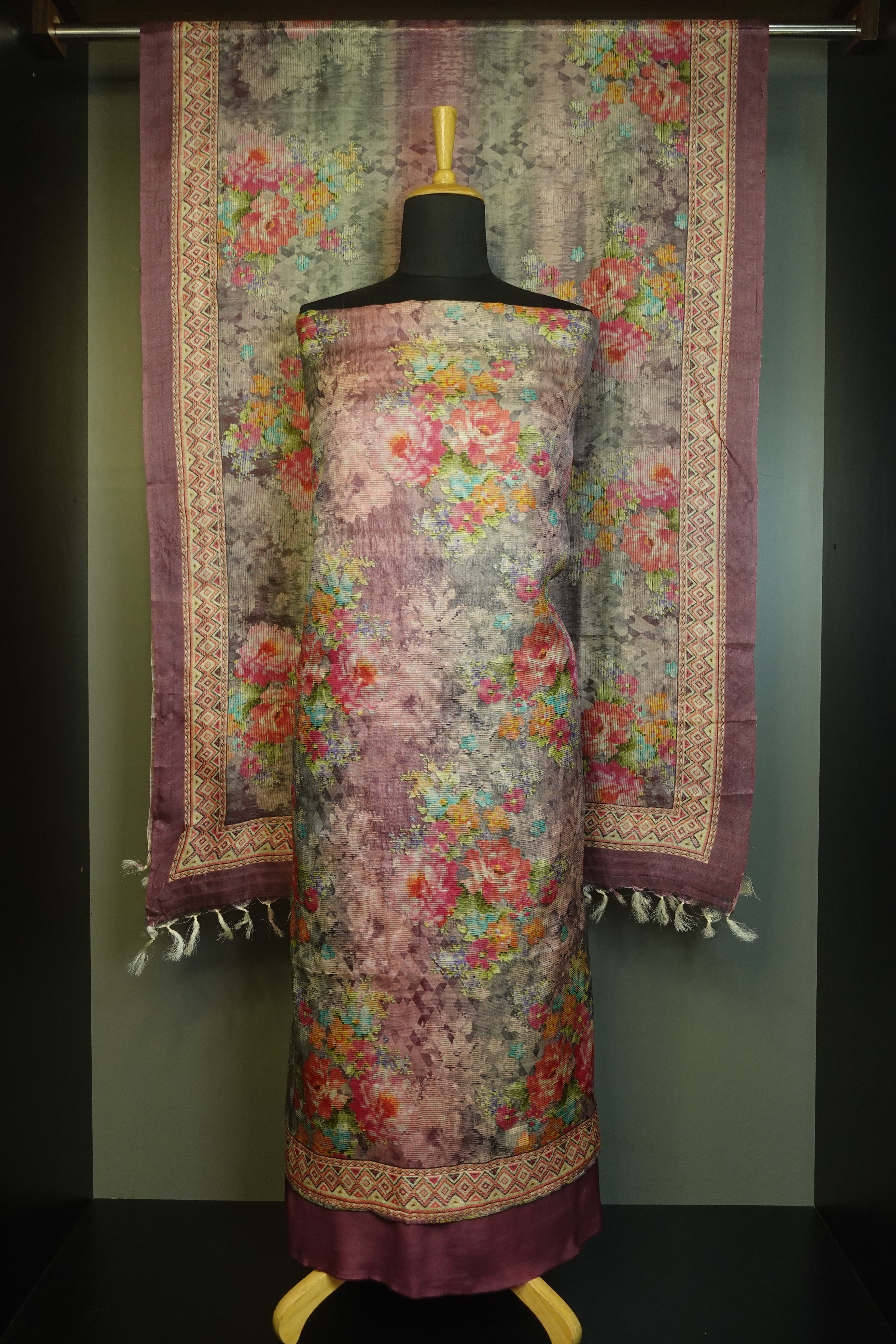 Floral Printed Tussar Salwar Set | LV127