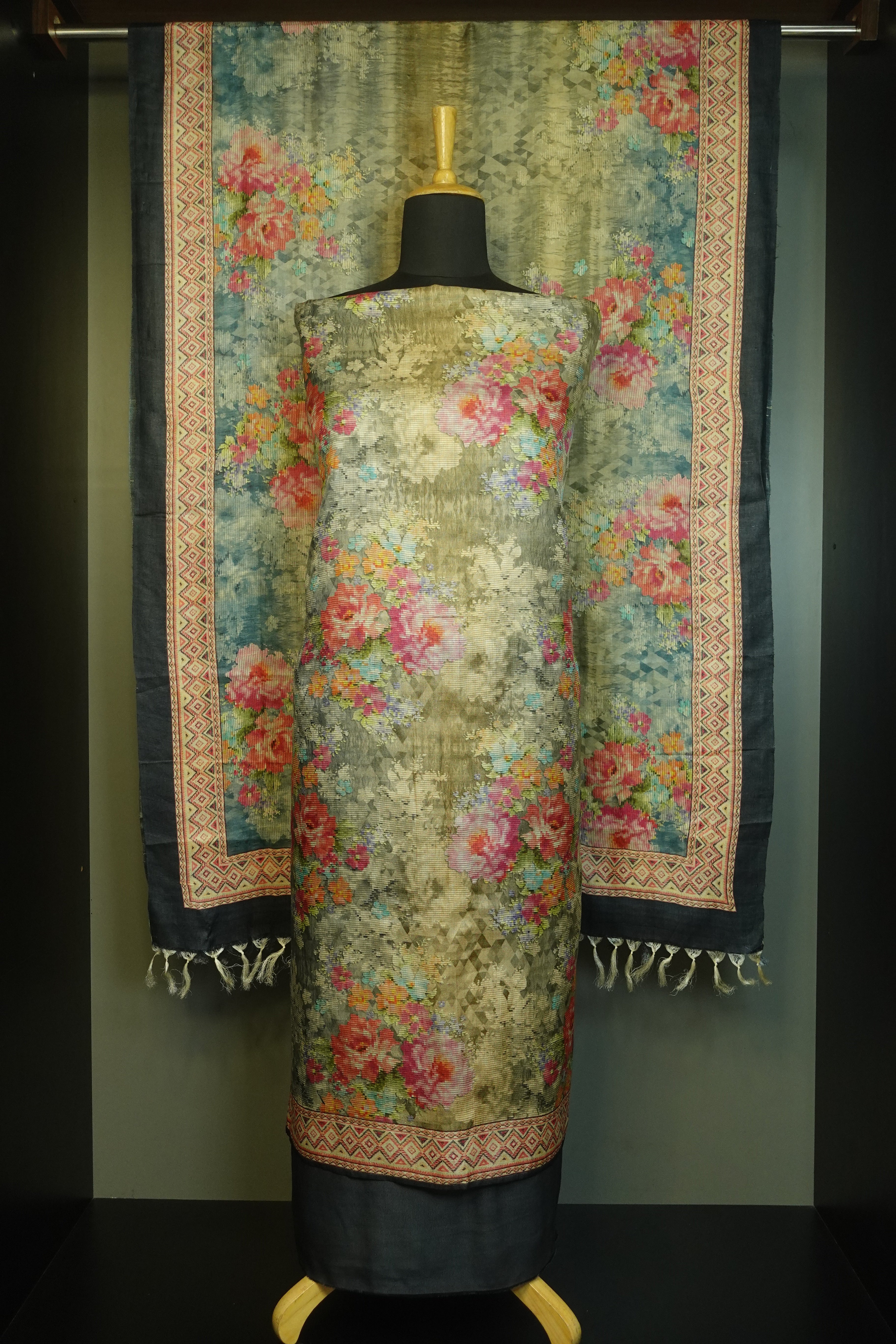 Floral Printed Tussar Salwar Set | LV127