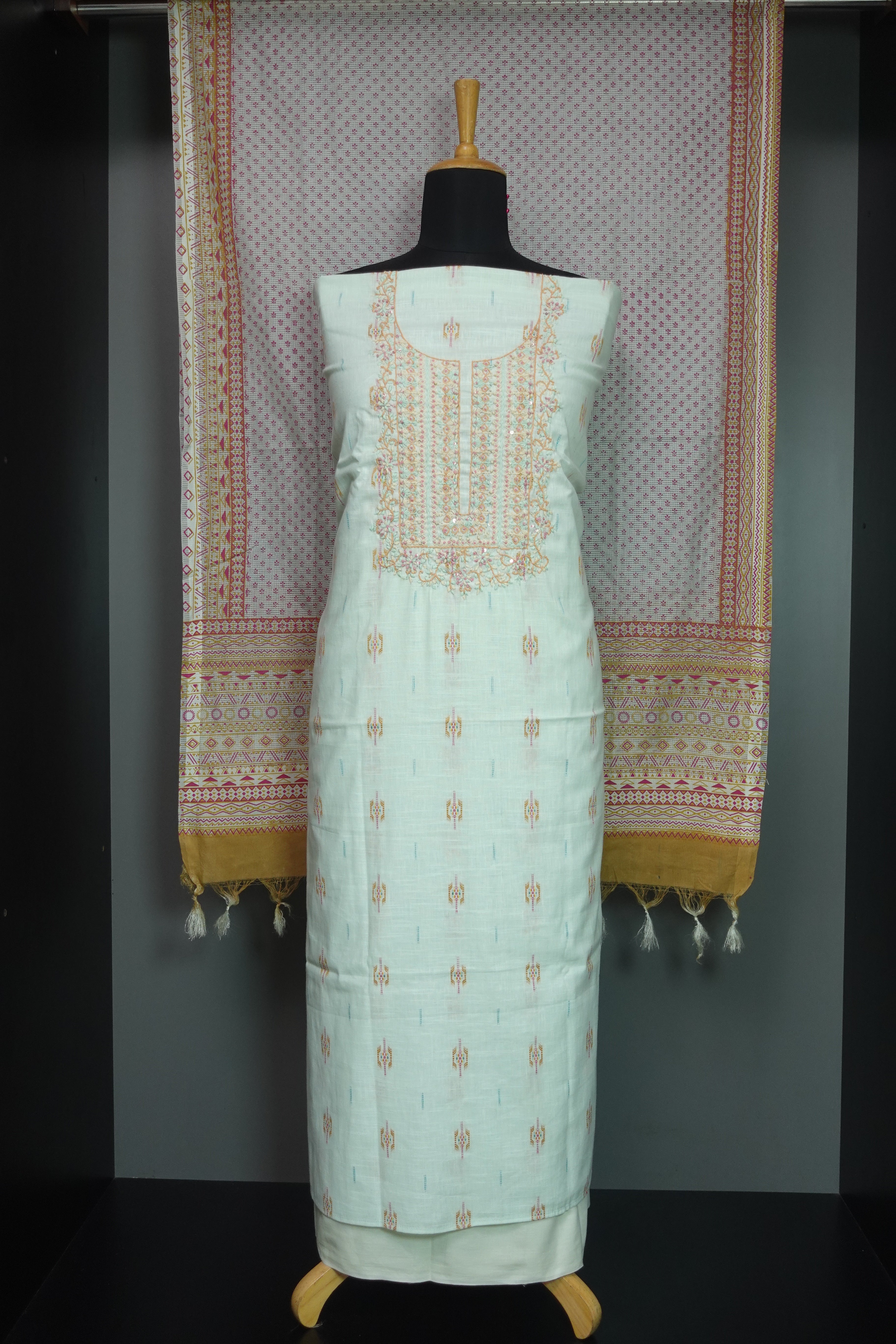 Yoke Hand Embroidery Cotton Salwar Set | VAN125