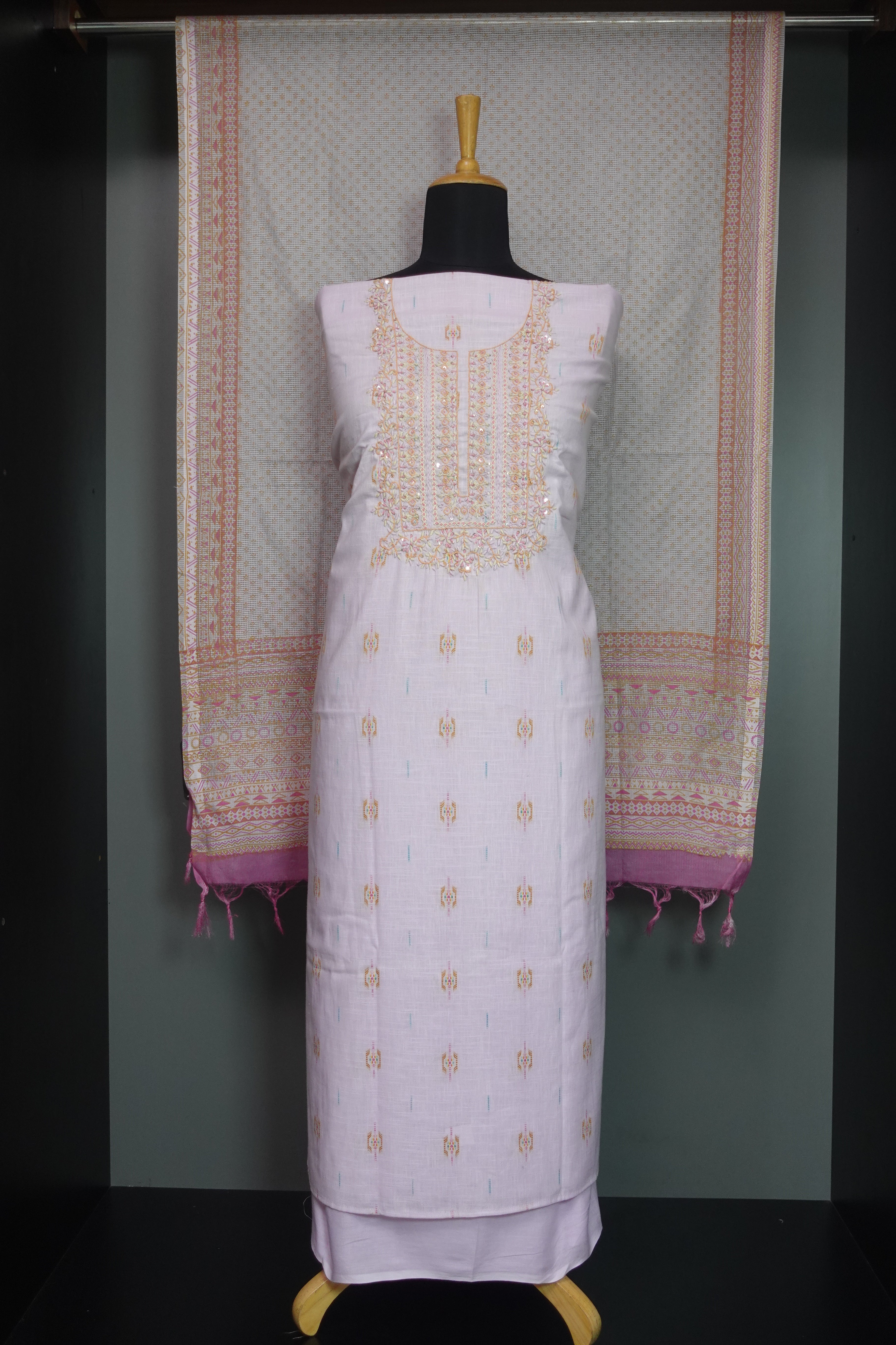 Yoke Hand Embroidery Cotton Salwar Set | VAN125