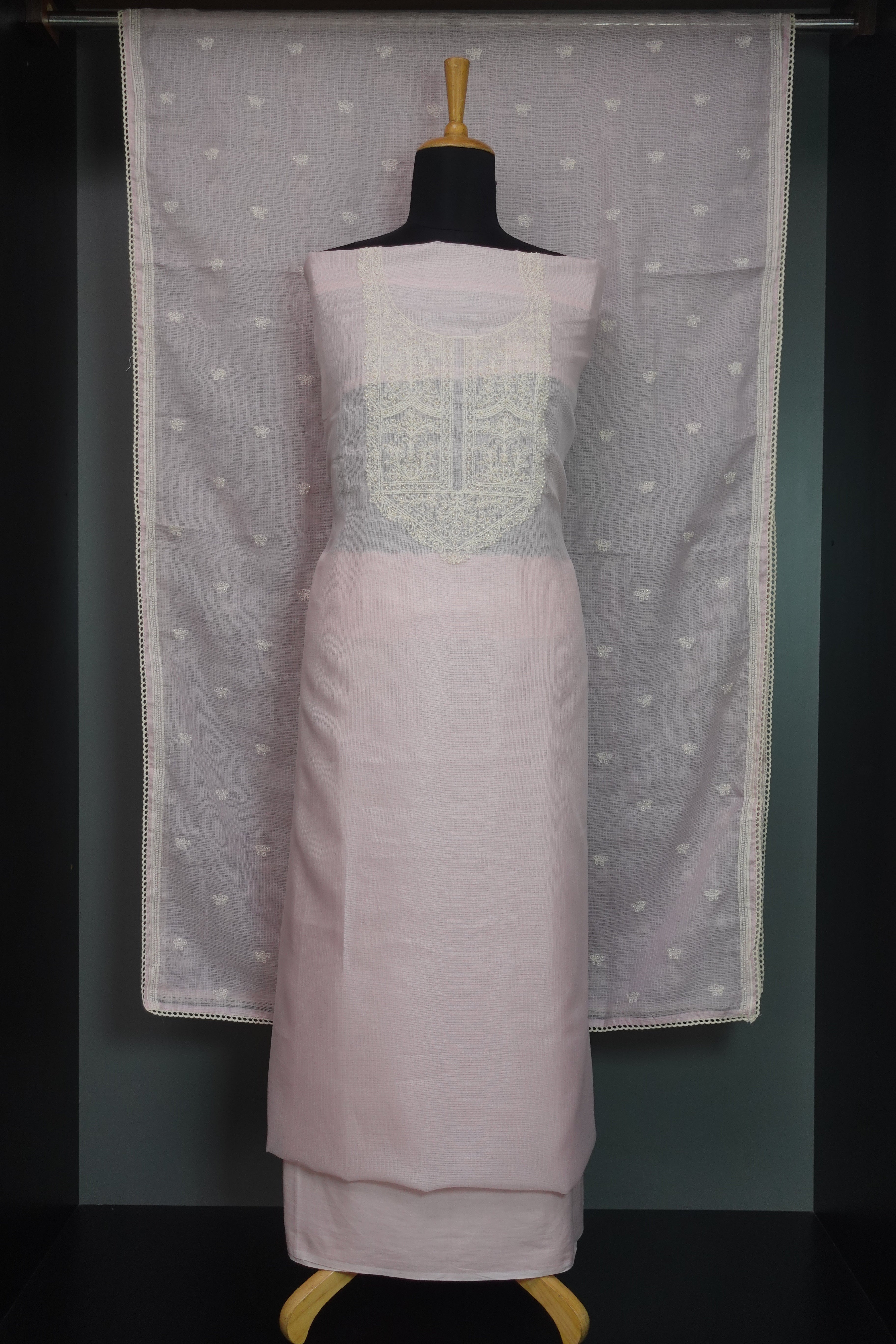 Yoke Embroidery Design Silky Kota Salwar Set | BLD312