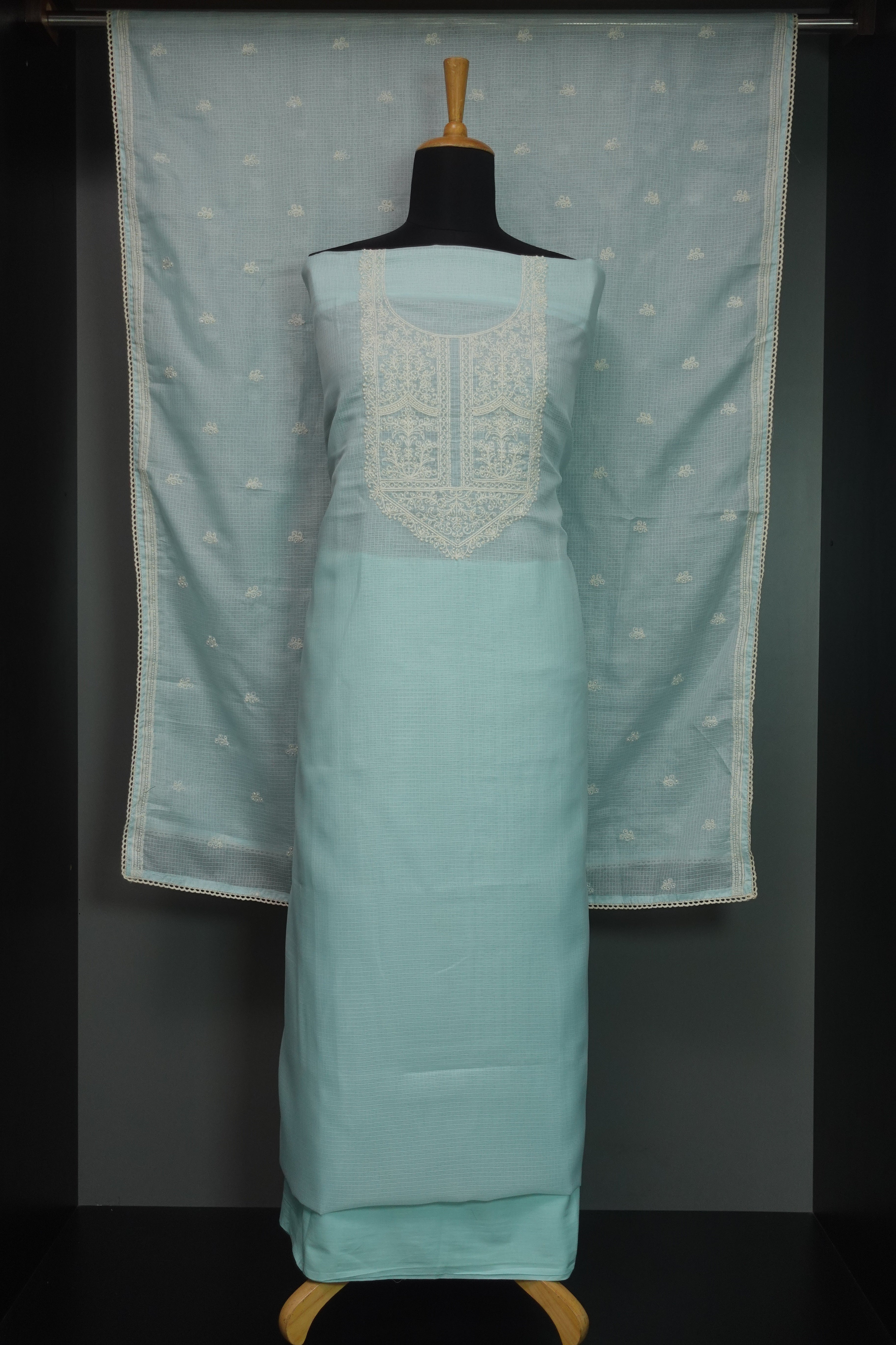 Yoke Embroidery Design Silky Kota Salwar Set | BLD312