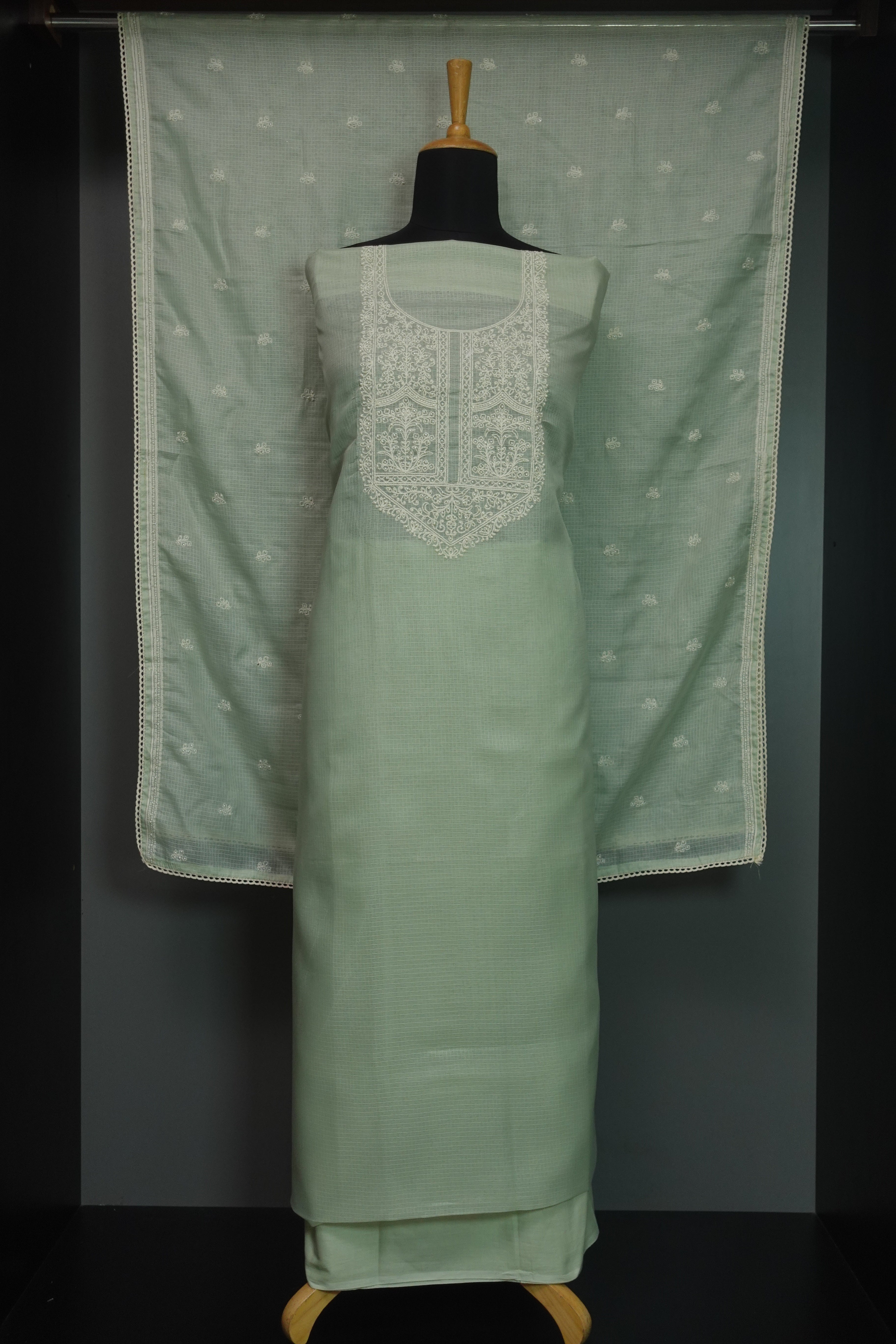 Yoke Embroidery Design Silky Kota Salwar Set | BLD312