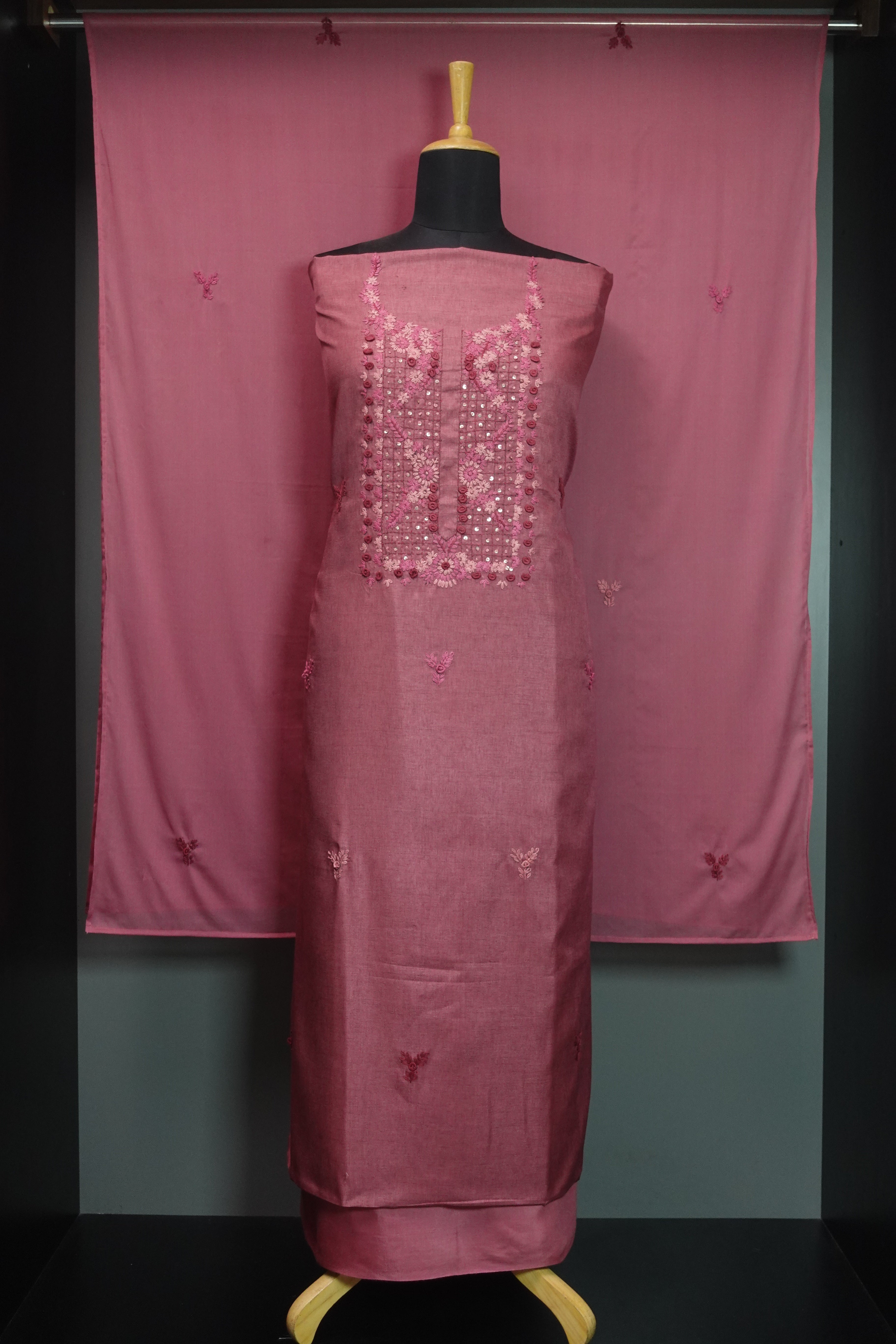 Hand Embroidery Semi Tussar Salwar Set | SBP249