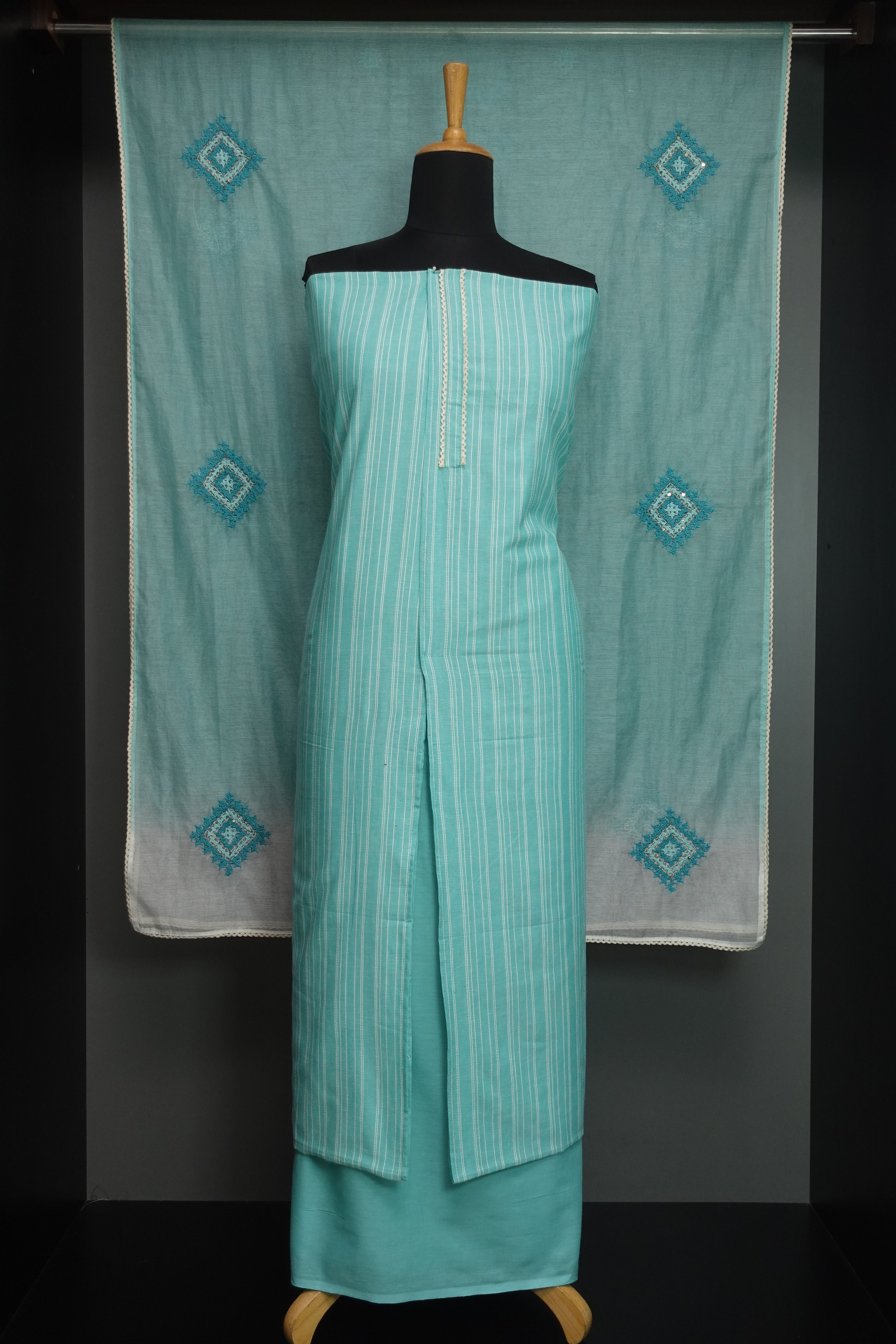 Stripe Weaving Cotton Salwar Set | KTF142