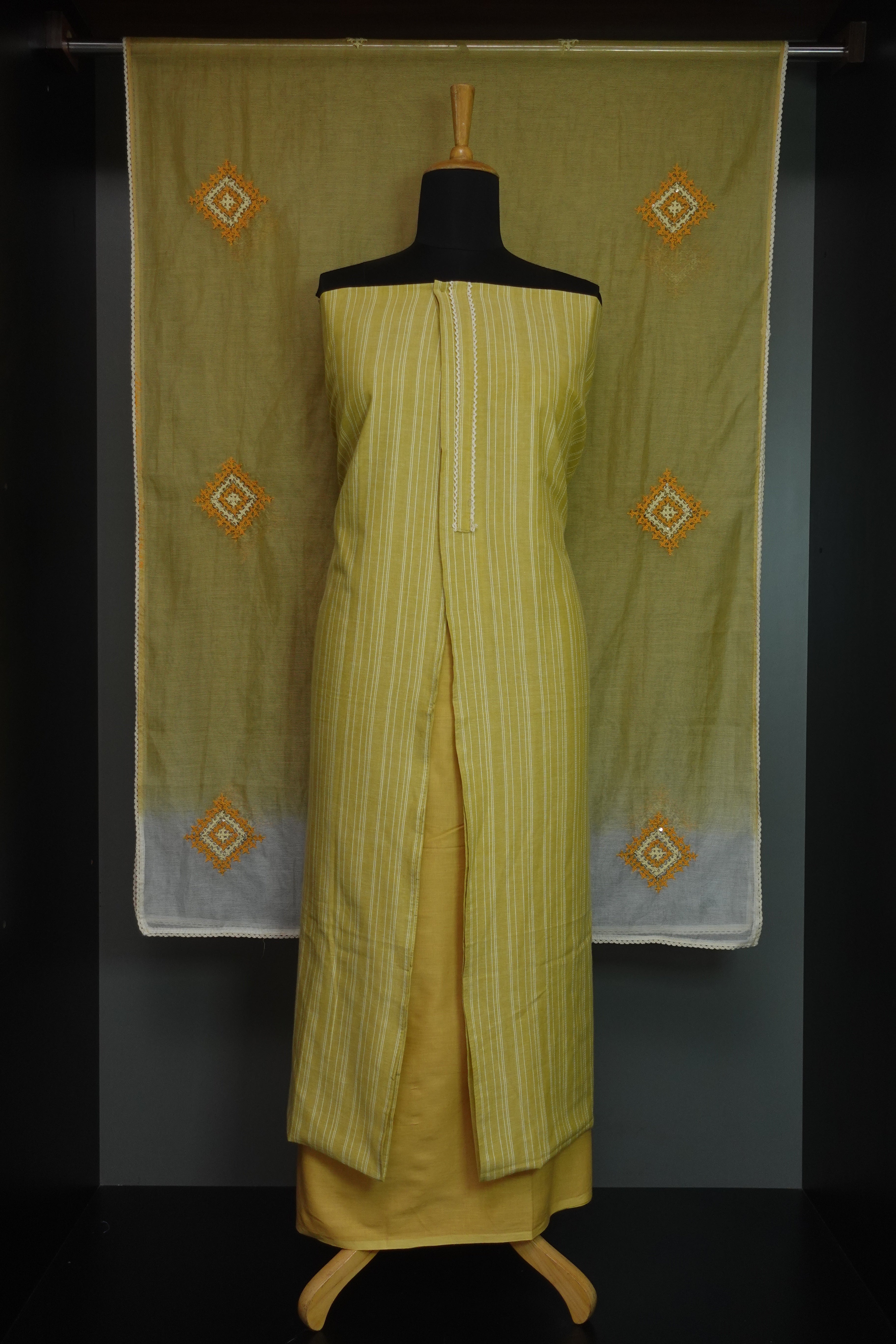 Stripe Weaving Cotton Salwar Set | KTF142