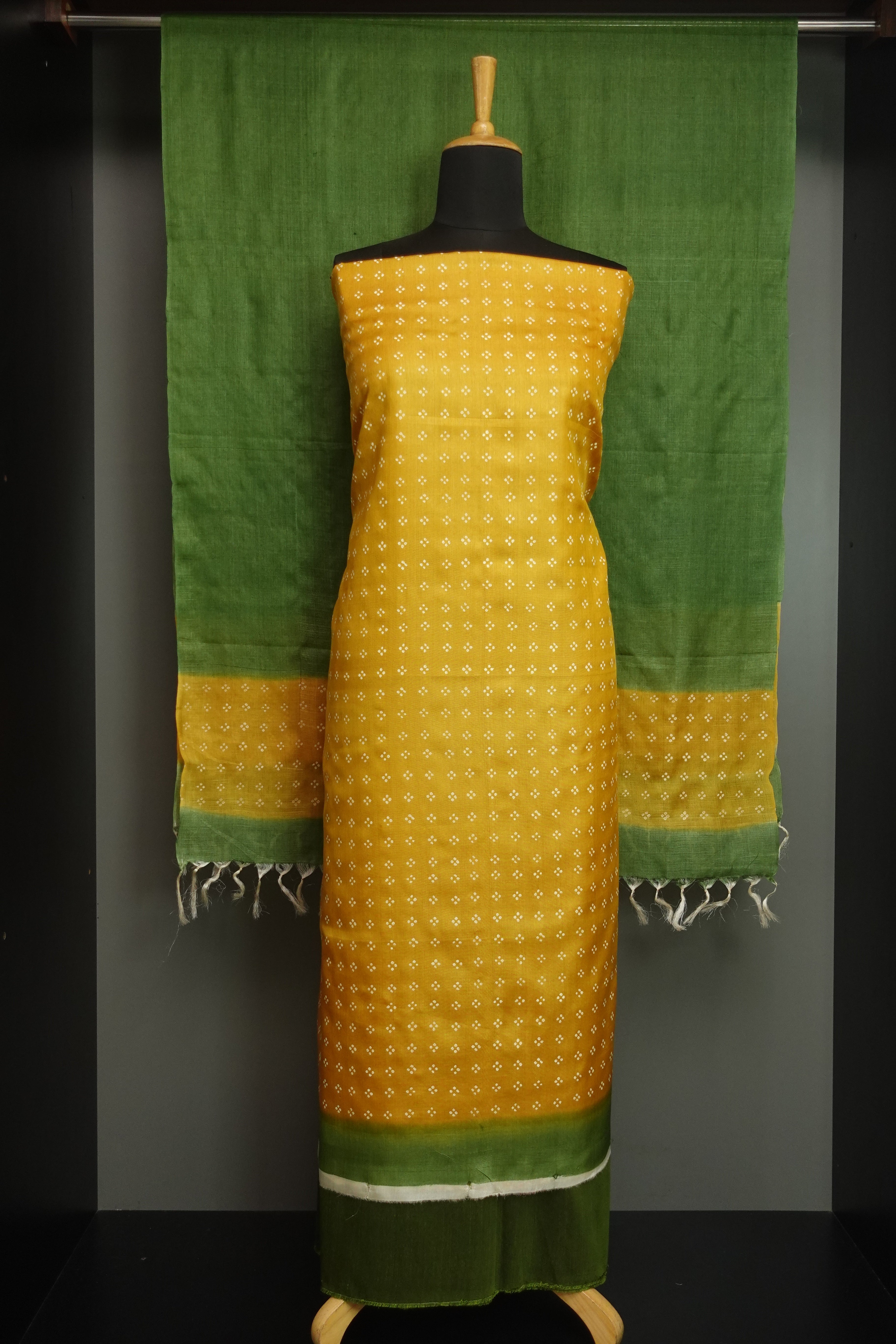 Block Printed Tussar Salwar Set | AHR453