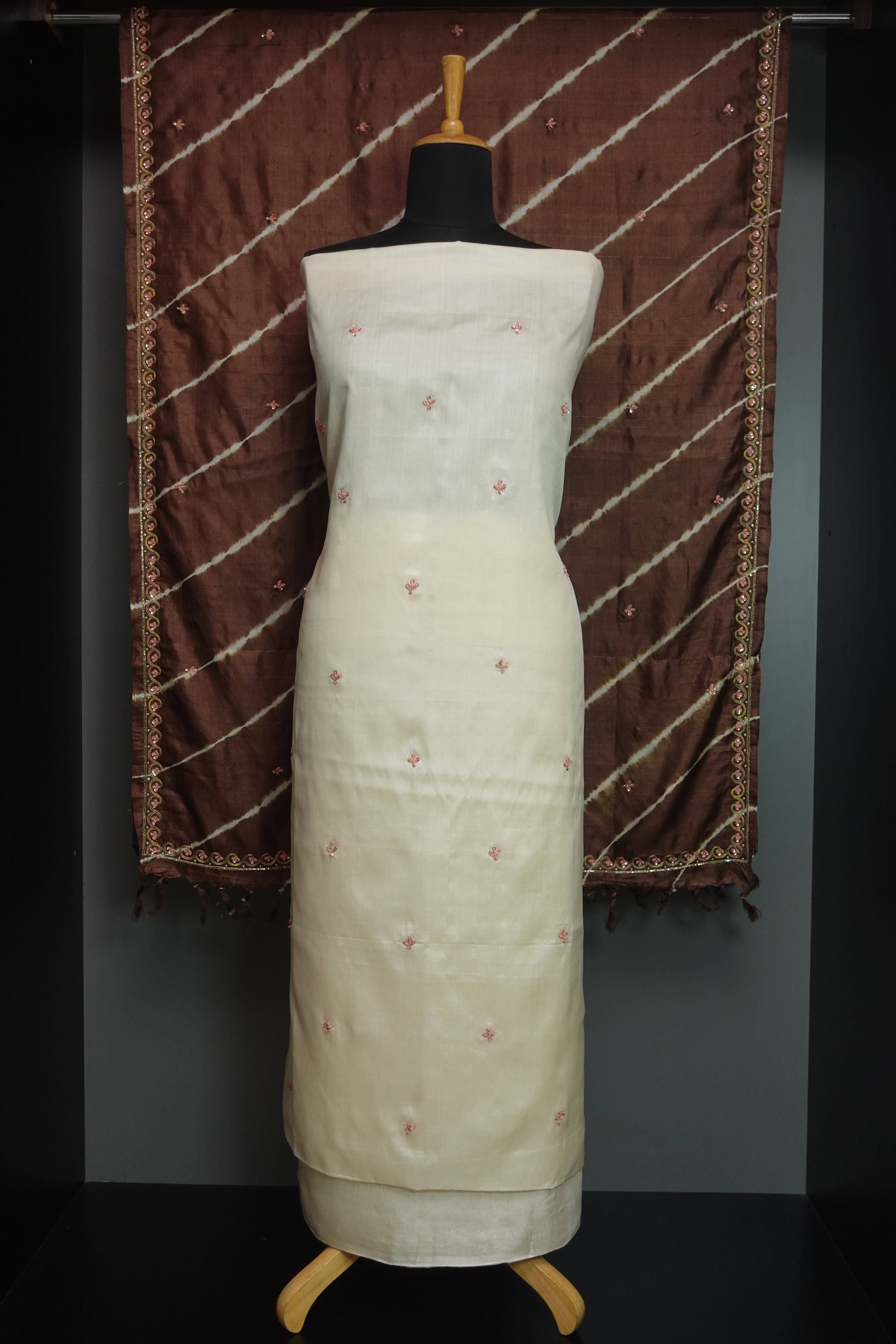 Hand Embroidery Tussar Salwar Set | AHR230