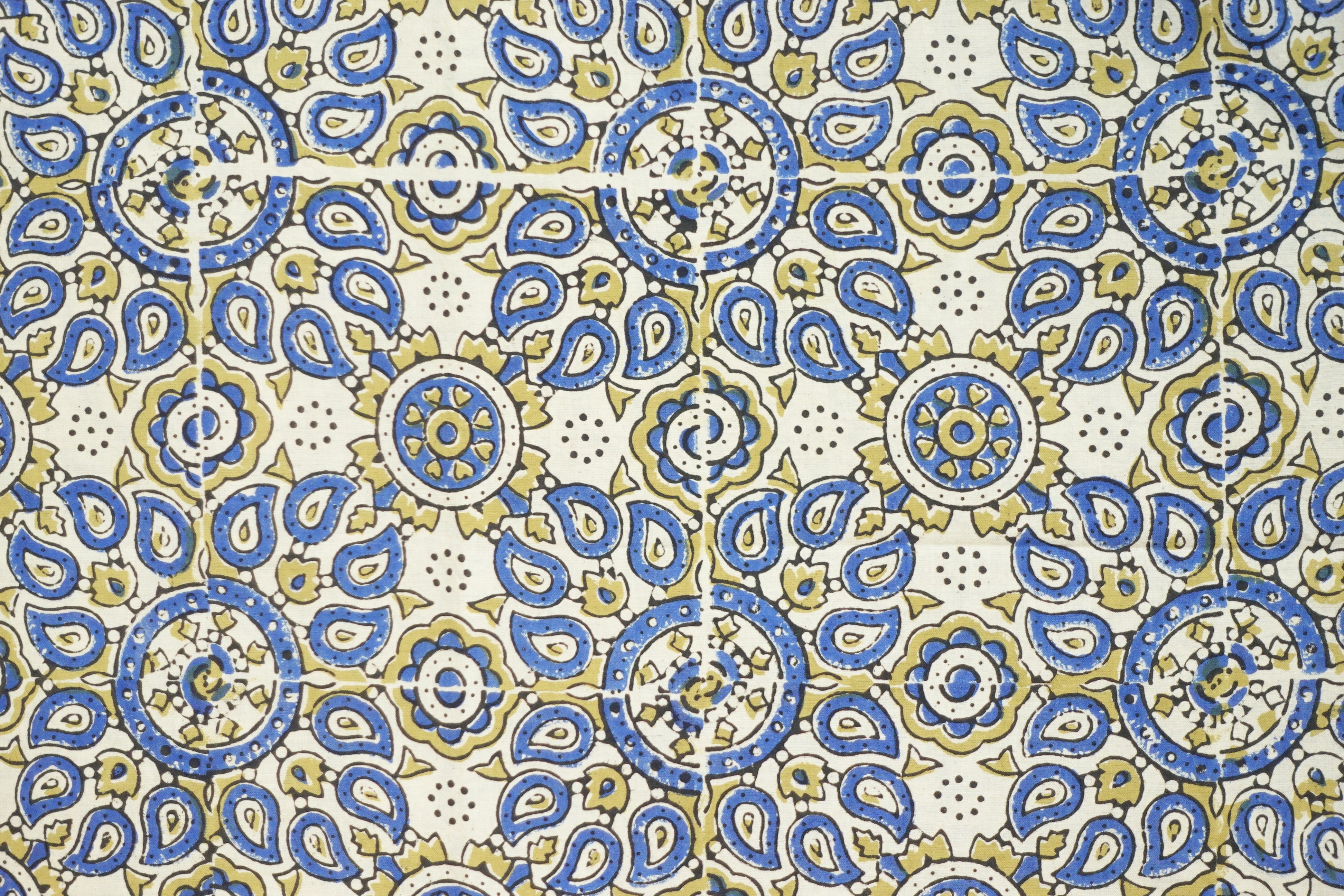 Paisley Floral Pattern Ajrak Natural Dyed Cotton Kurta Material | KA257